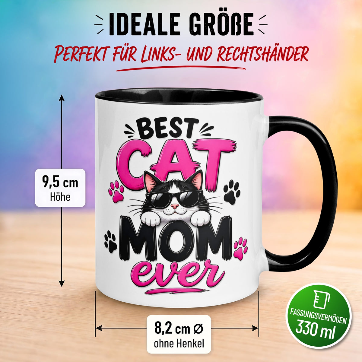 Tasse Katze – „Best Cat Mom ever“ – lustiger Katzen Geschenk Becher für Katzenmama