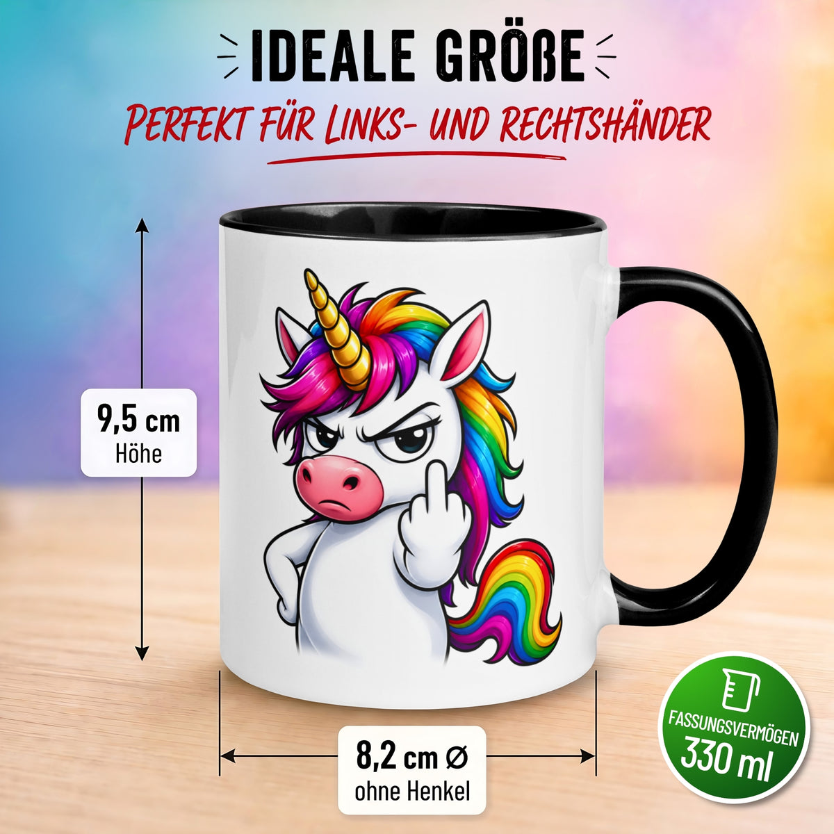 Tasse Einhorn – „Schlechte Laune mit Mittelfinger“ – Morgenmuffel Geschenk