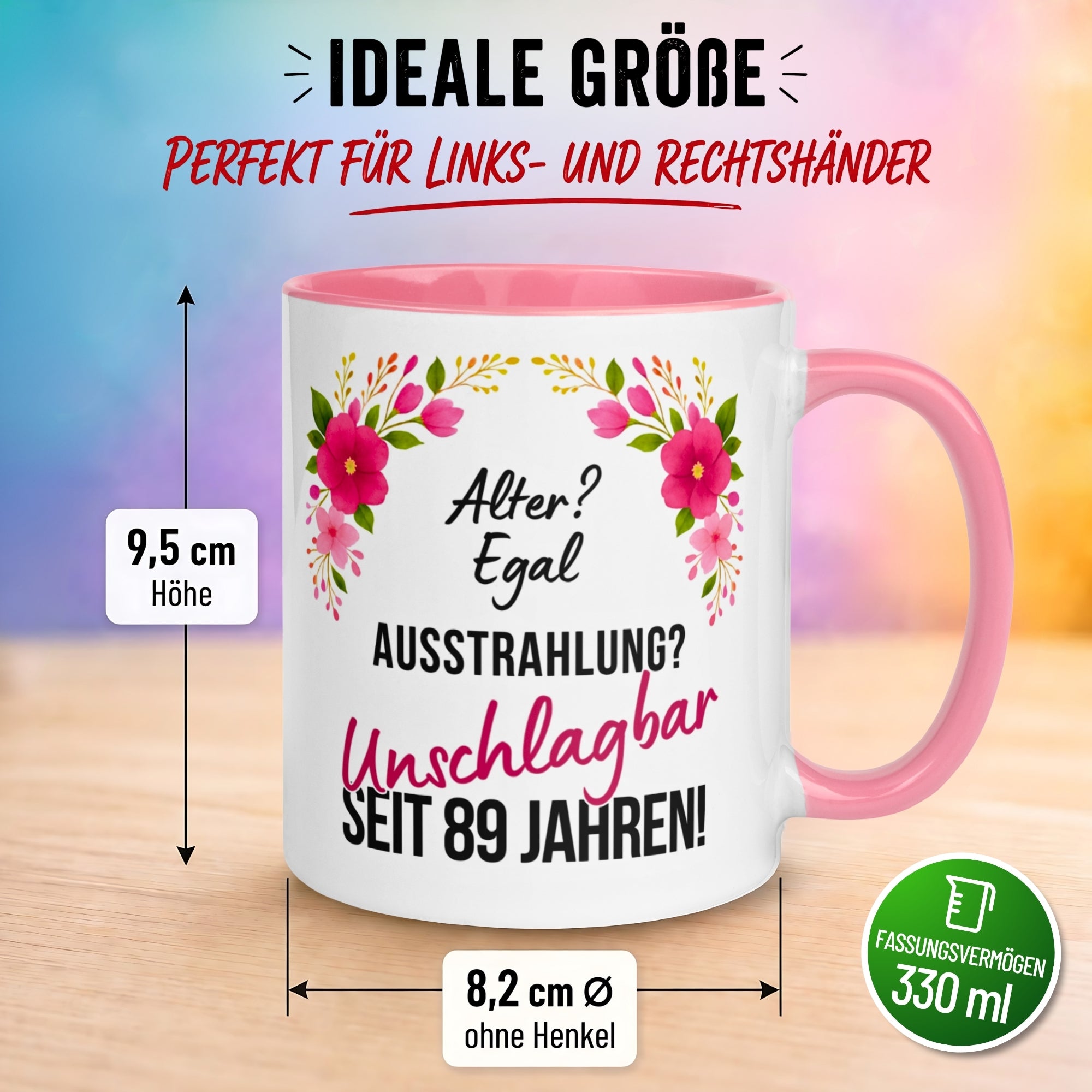 Tasse 89. Geburtstag Frau – „Ausstrahlung Unschlagbar seit 89 Jahren“ – Geschenk zum Geburtstag Frauen
