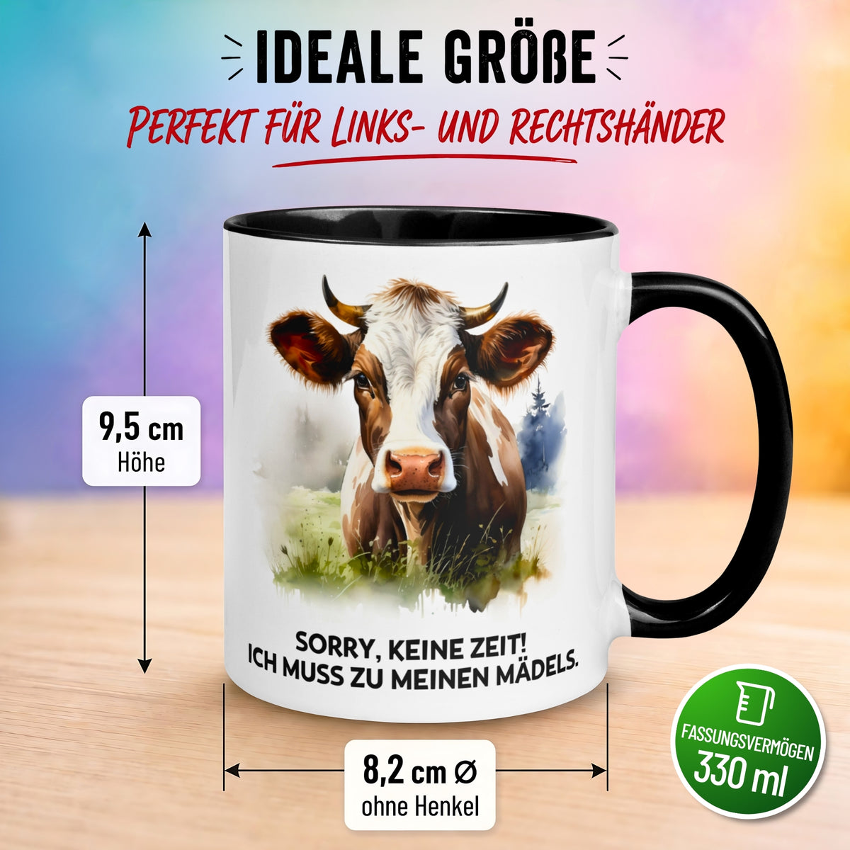 Tasse Kuh – „Sorry keine Zeit - Ich muss zu meinen Mädels“ – lustiger Geschenk Becher