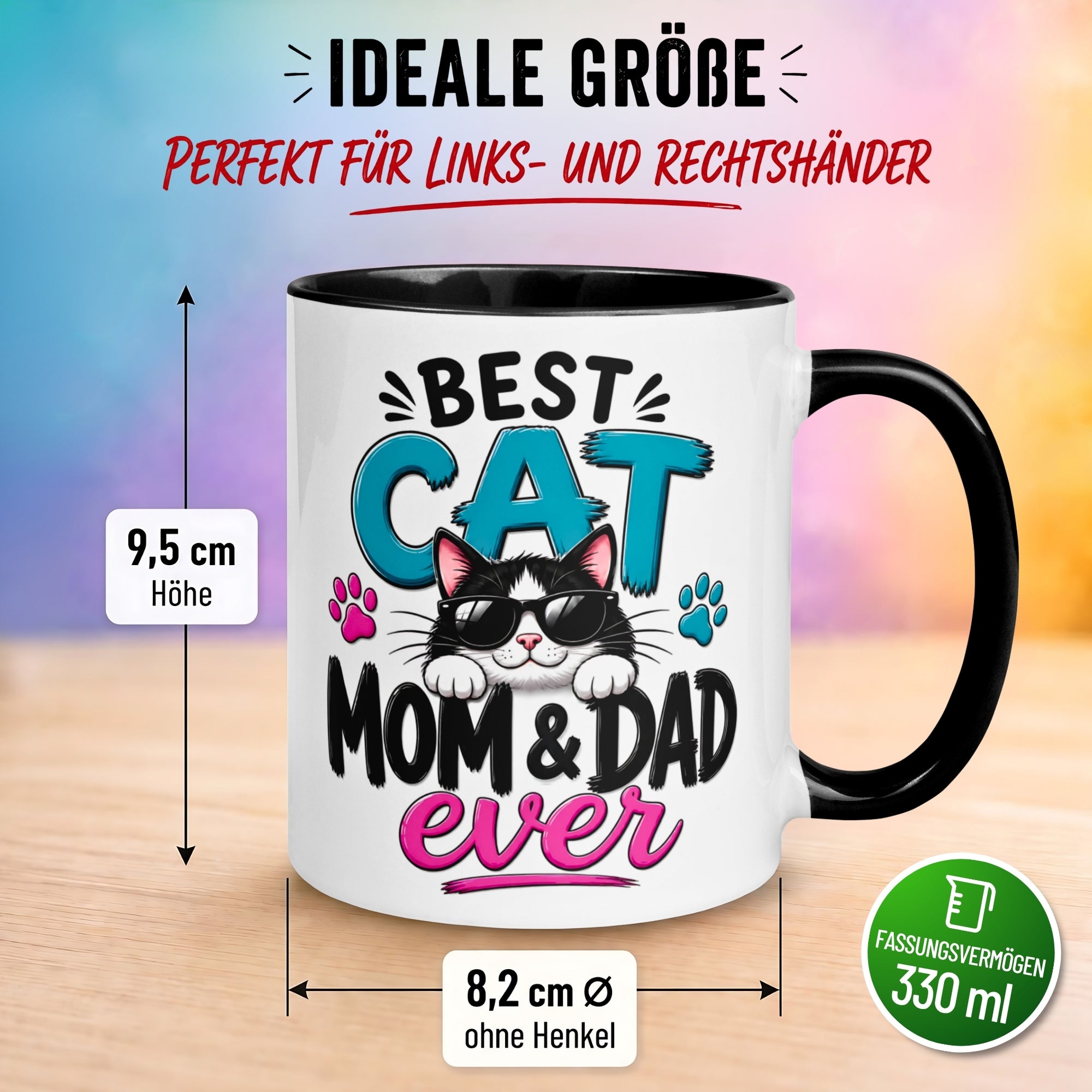 Tasse Katze – „Best Cat Mom & Dad ever“ – Geschenk Becher Katzenmama Katzenpapa