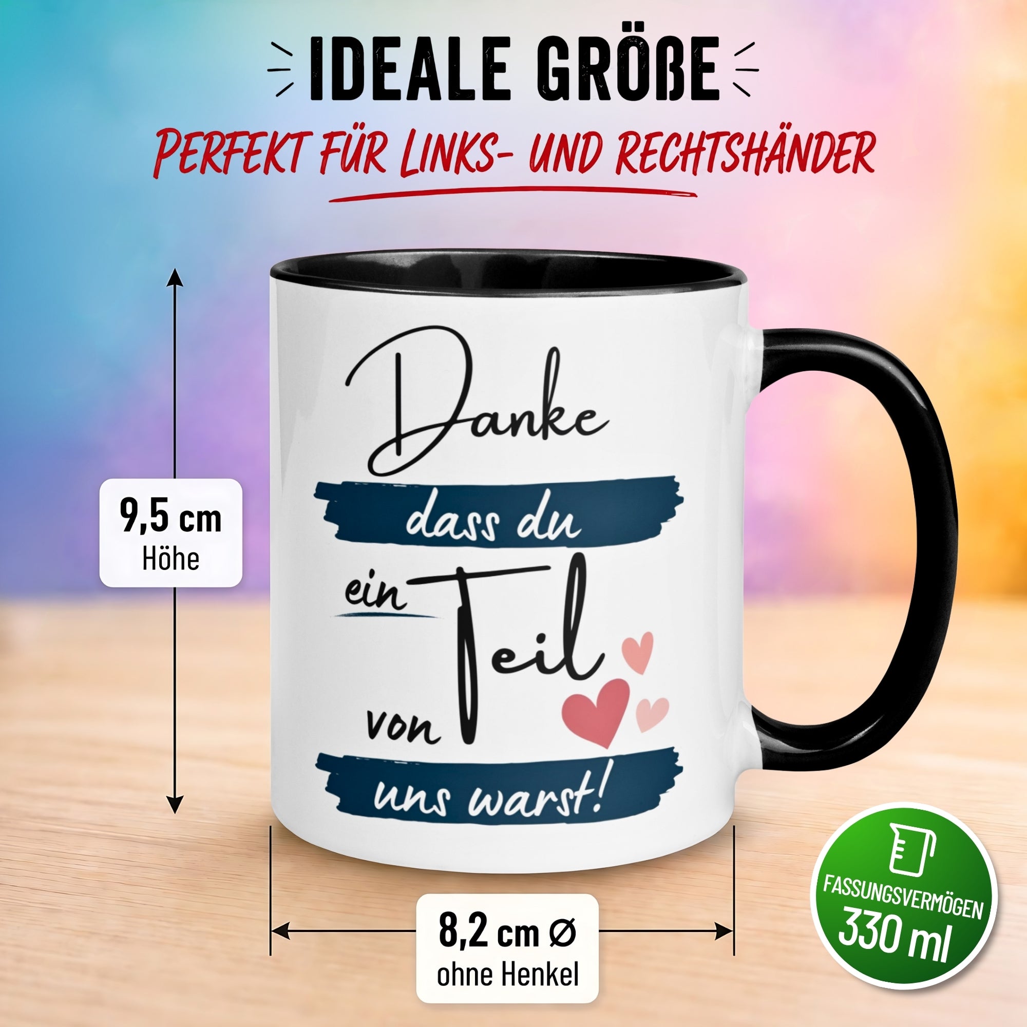 Tasse Abschied – „Danke dass du ein Teil von uns warst“ – Abschiedsgeschenk für Kollegen