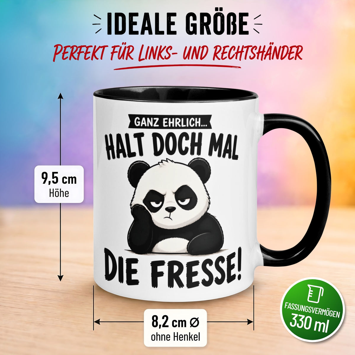Tasse Panda – „Halt doch mal die Fresse“ – Lustiges Morgenmuffel Geschenk