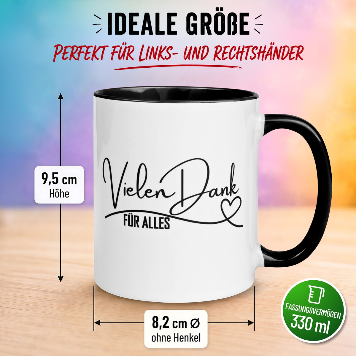 Tasse Danke – „Vielen Dank für alles“ – Dankeschön Geschenk Team/Kollegen/Kollegin