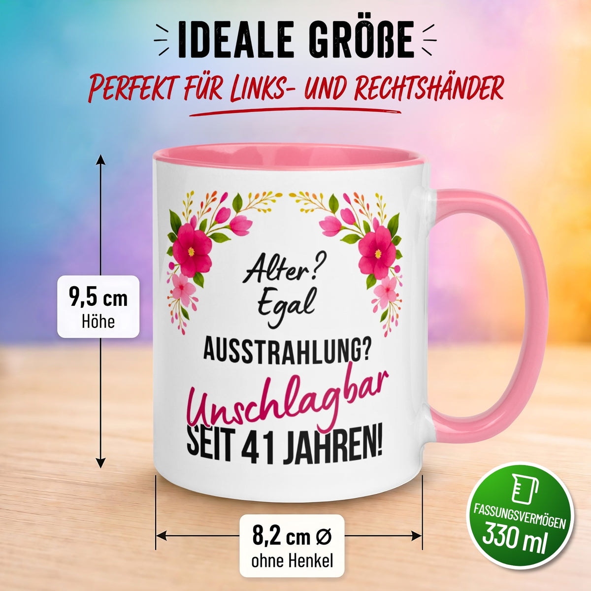 Tasse 41. Geburtstag Frau – „Ausstrahlung Unschlagbar seit 41 Jahren“ – Geschenk zum Geburtstag Frauen