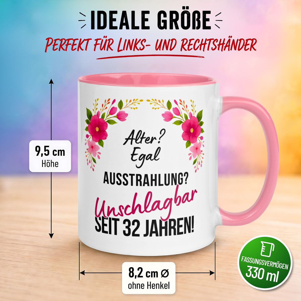 Tasse 32. Geburtstag Frau – „Ausstrahlung Unschlagbar seit 32 Jahren“ – Geschenk zum Geburtstag Frauen