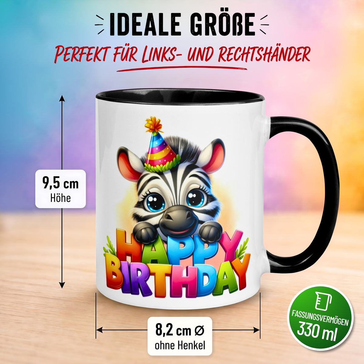 Tasse Geburtstag – „Happy Birthday Zebra“ – Geburtstagsgeschenk Junge Mädchen