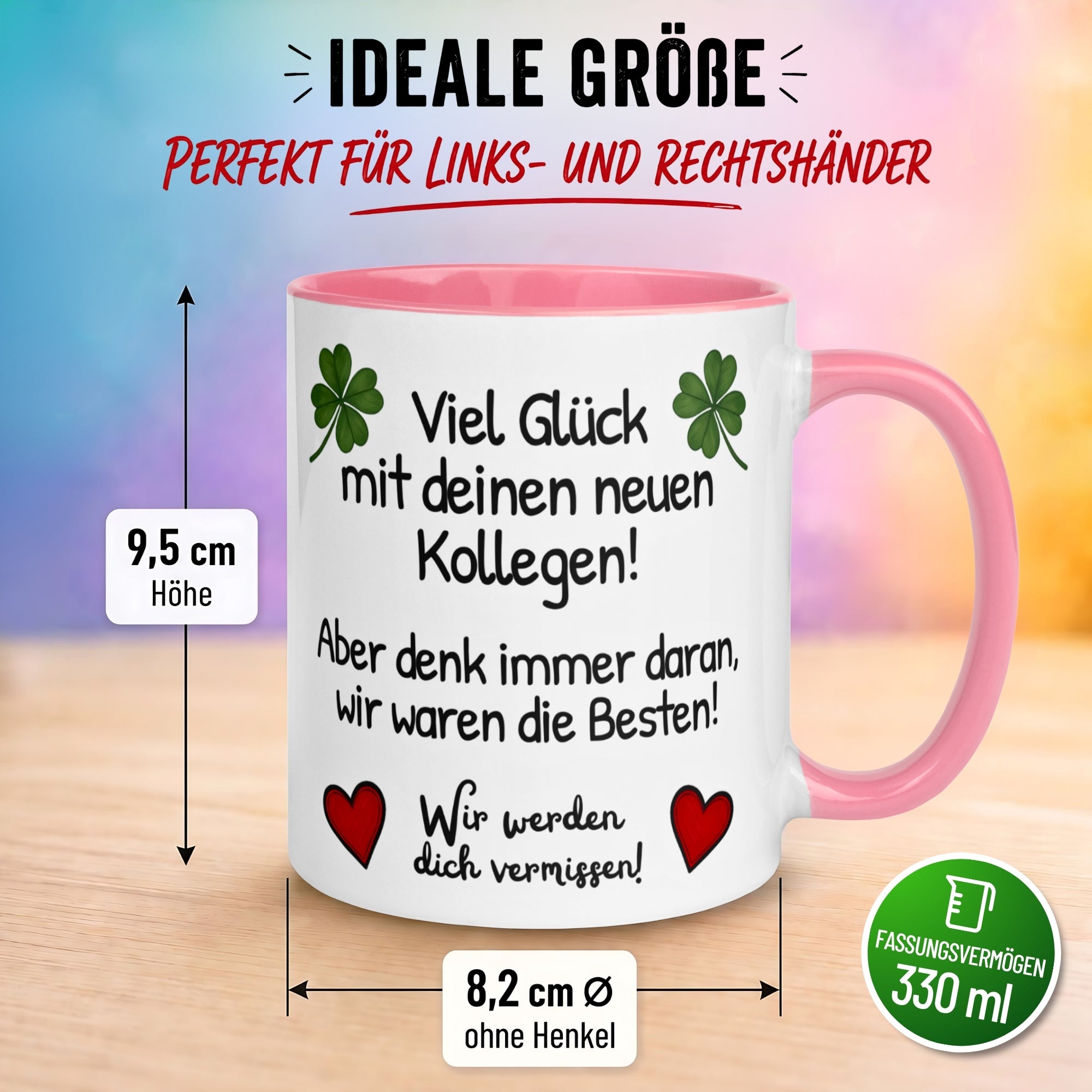 Tasse Abschied – „Viel Glück mit deinen neuen Kollegen“ – Abschiedsgeschenk Kollegin