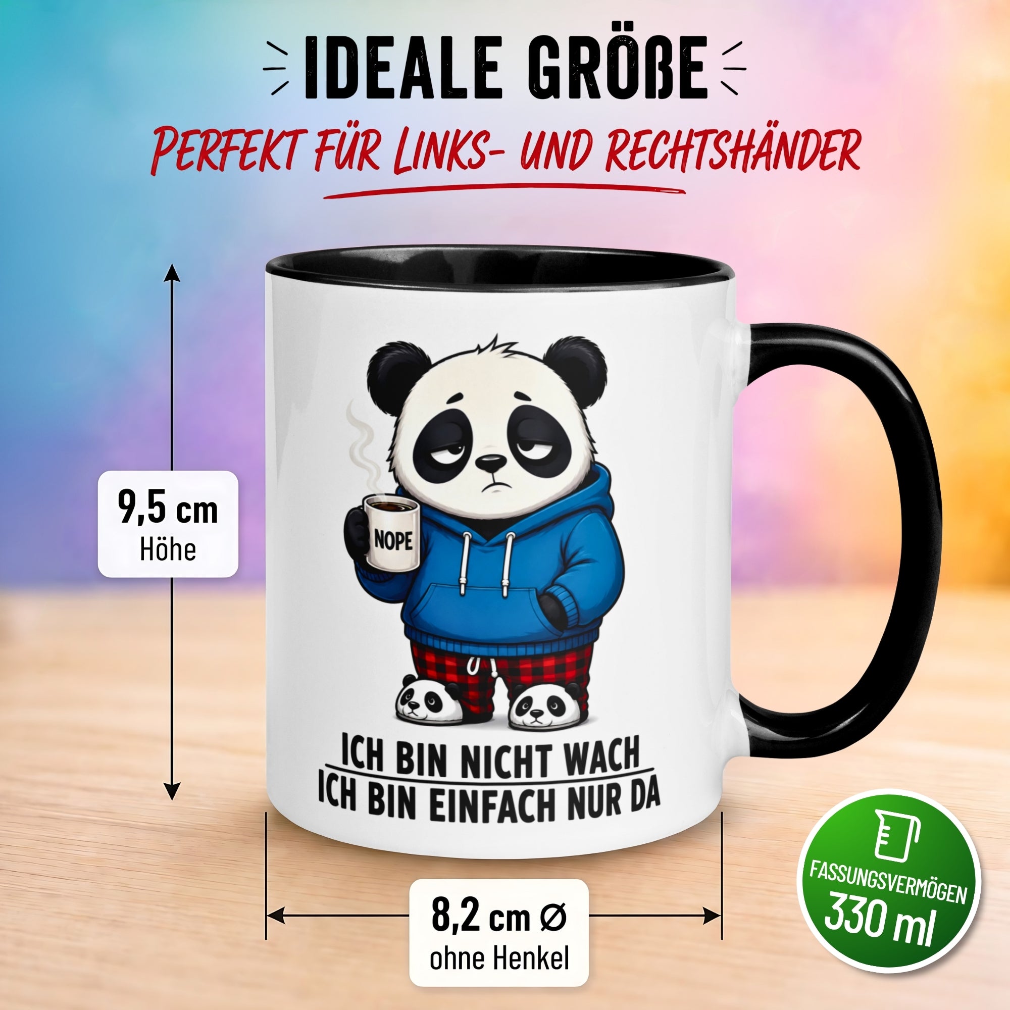 Tasse Panda – „Ich bin nicht wach - Ich bin nur da“ – lustiges Geschenk für Kollegen