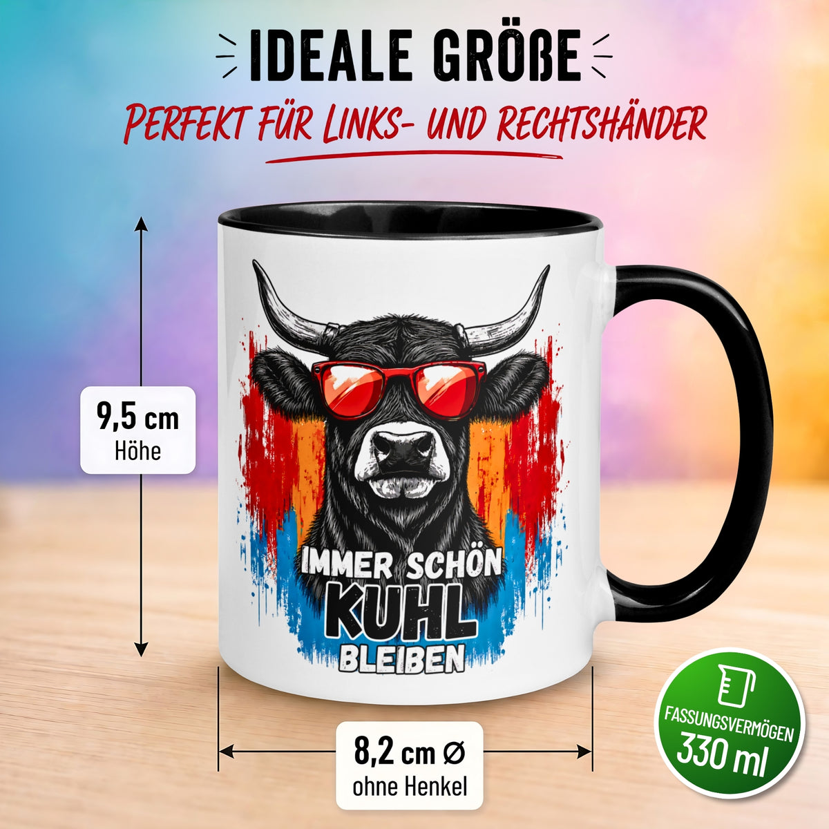 Tasse Kuh – „Immer schön kuhl bleiben“ – lustiger Geschenk Becher für Bauer