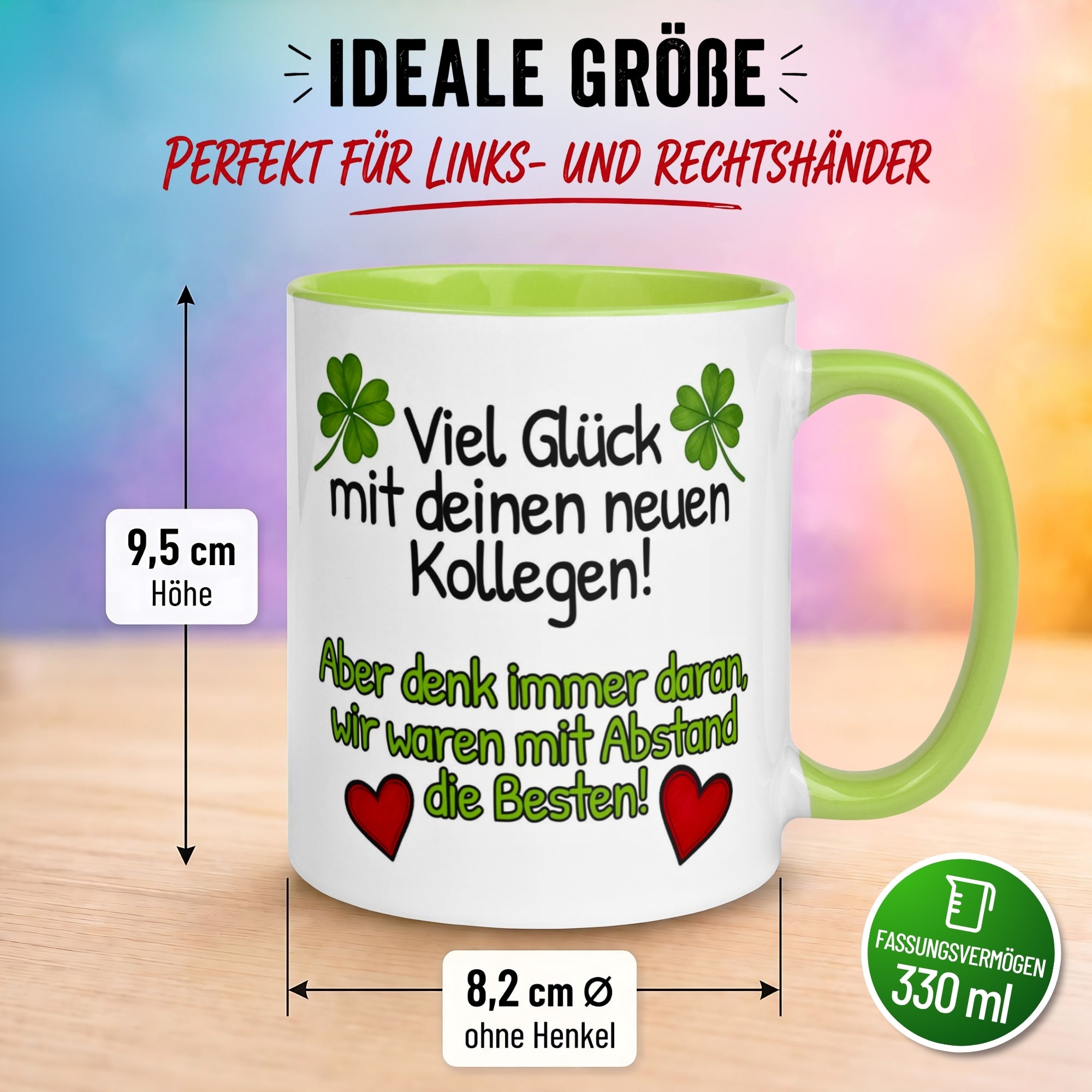 Tasse Abschied – „Viel Glück mit deinen neuen Kollegen“ – Abschiedsgeschenk Kollegin