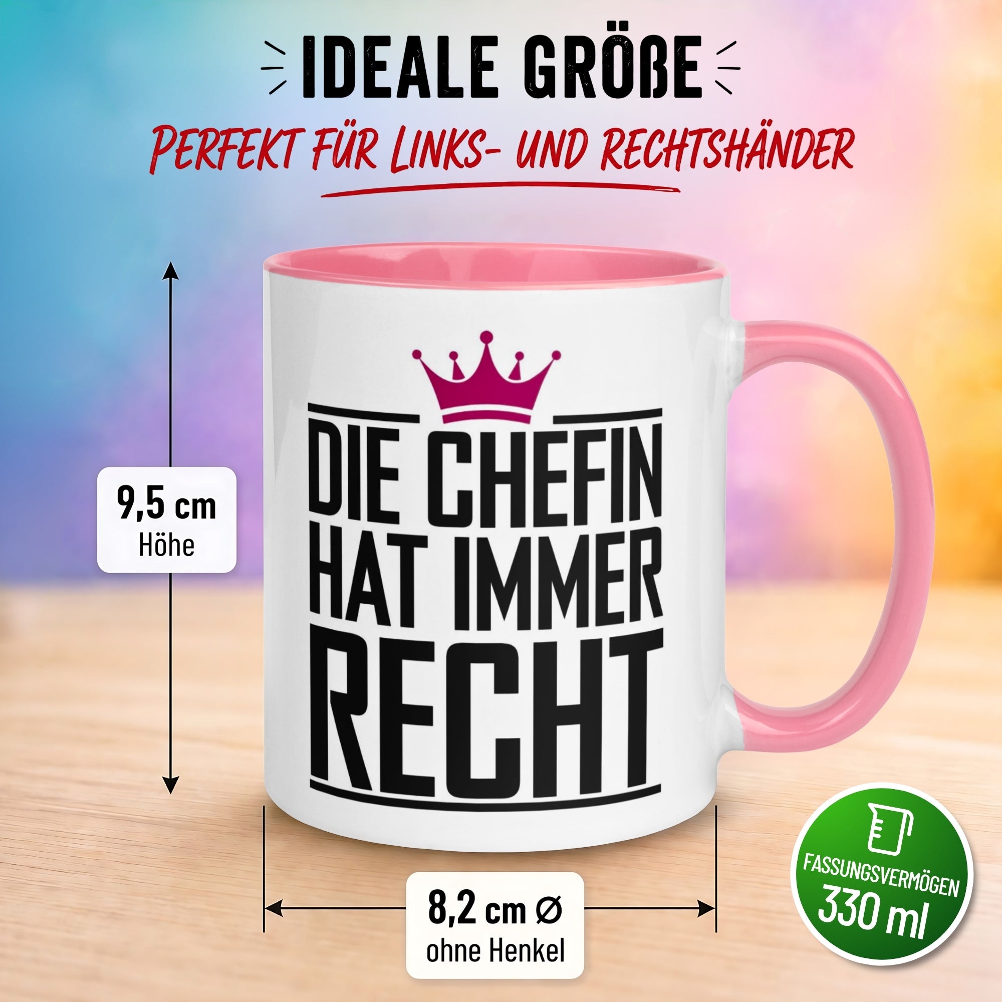 Tasse Chefin – „Die Chefin hat immer Recht“ – Geschenk Becher Chefin