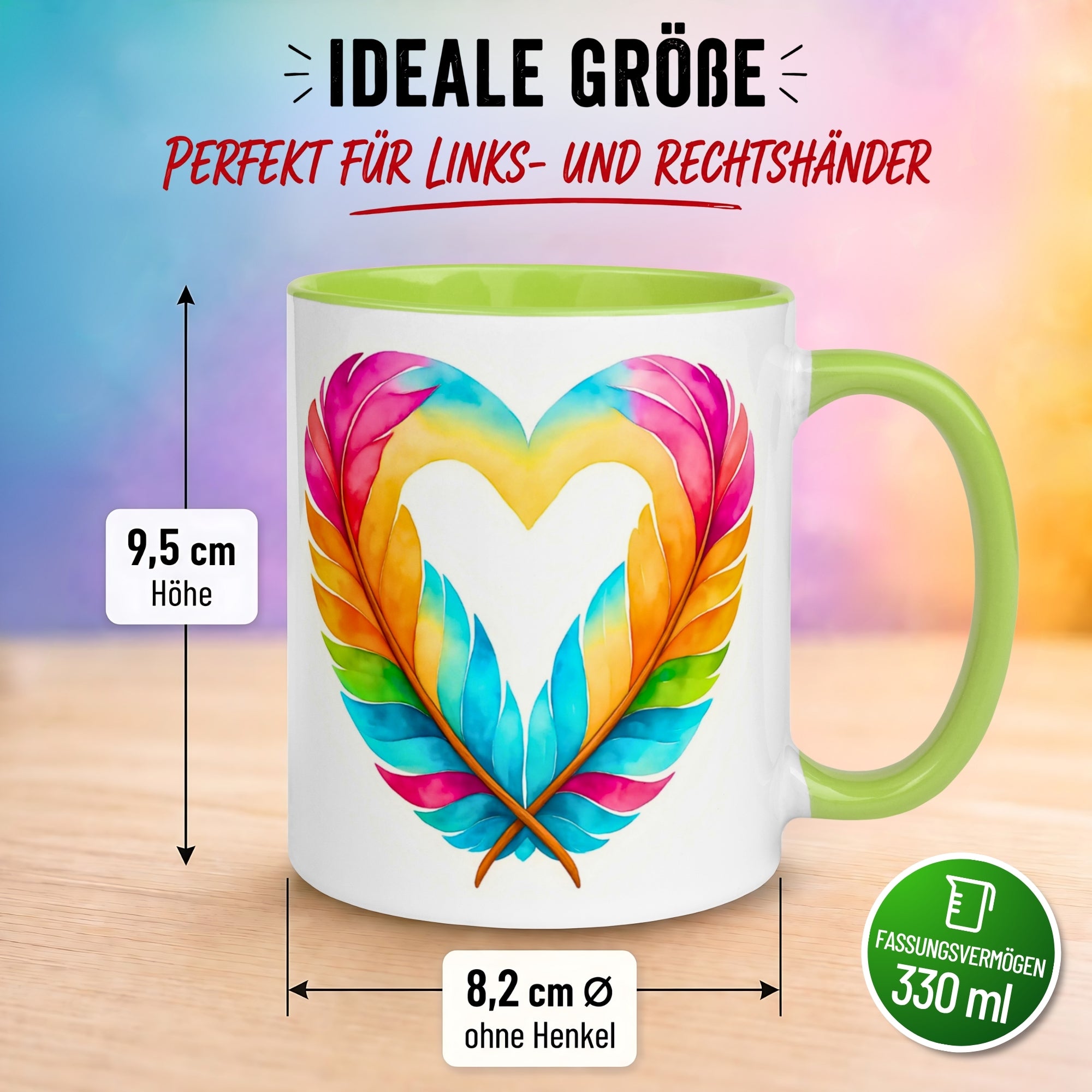 Tasse Liebe – „Herz aus Federn“ – Ich liebe Dich Geschenk Partner Jahrestag Valentinstag