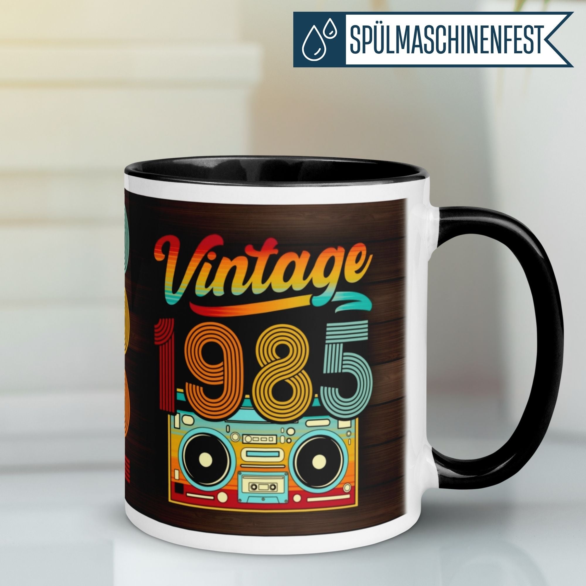 Momentals® 40. Geburtstag Tasse im Retro-Stil mit Vintage 1985 Design und Kassetten-Block für Männer und Frauen.