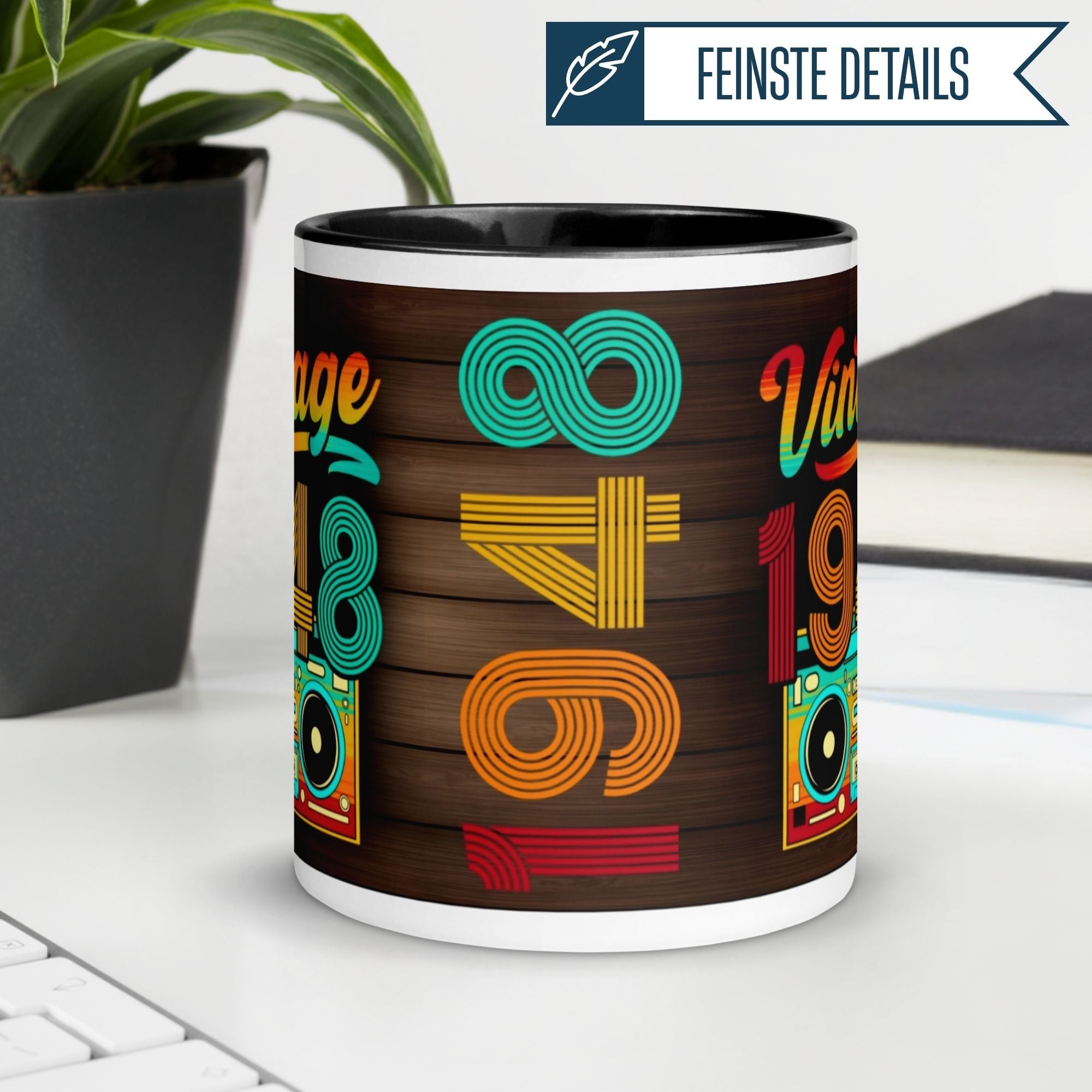 Vintage 1948 birthday mug with colorful retro design, perfect for celebrating a 77th birthday.