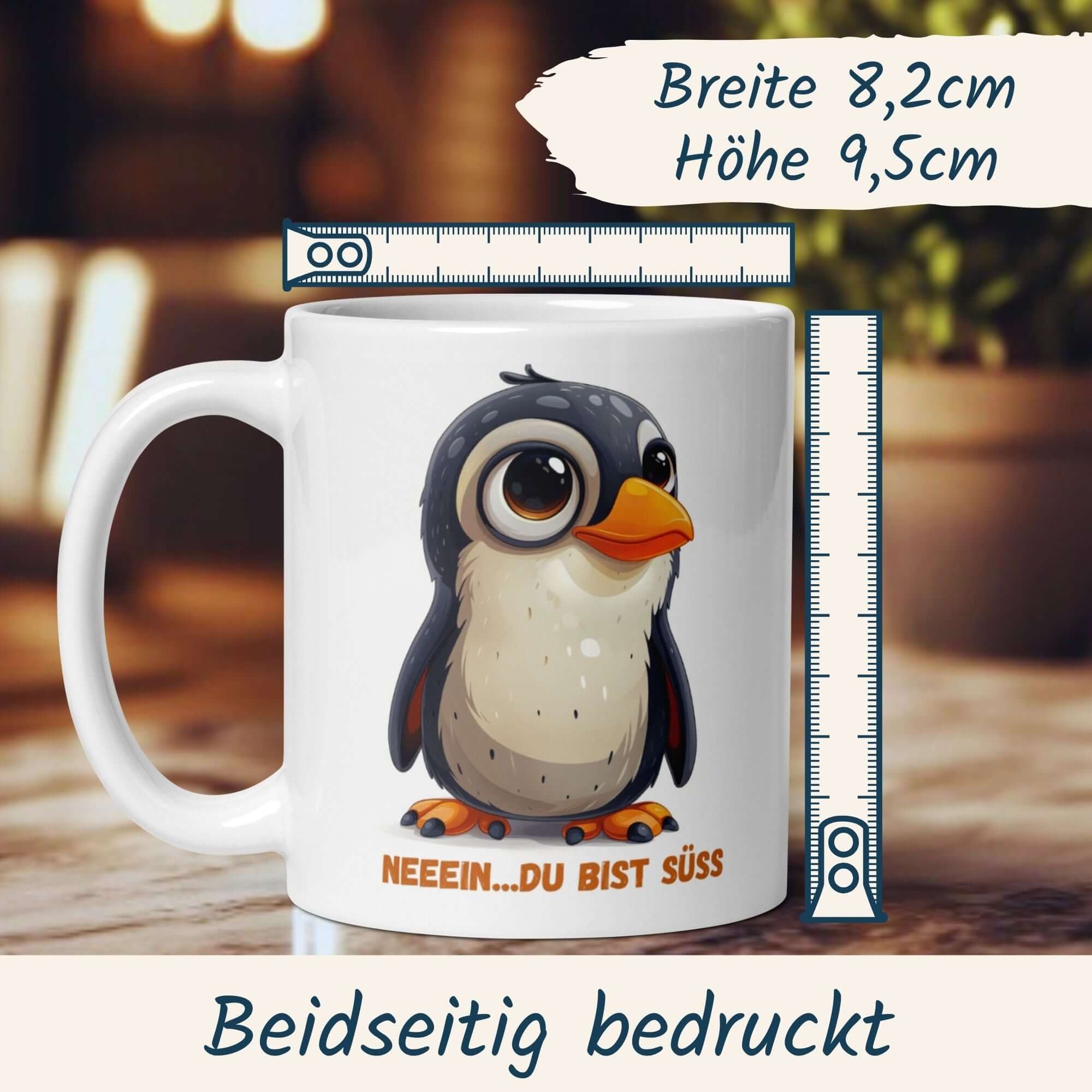 Momentals Tasse mit niedlichem Pinguin und Spruch "Neeein... du bist süß". Beidseitig bedruckt.