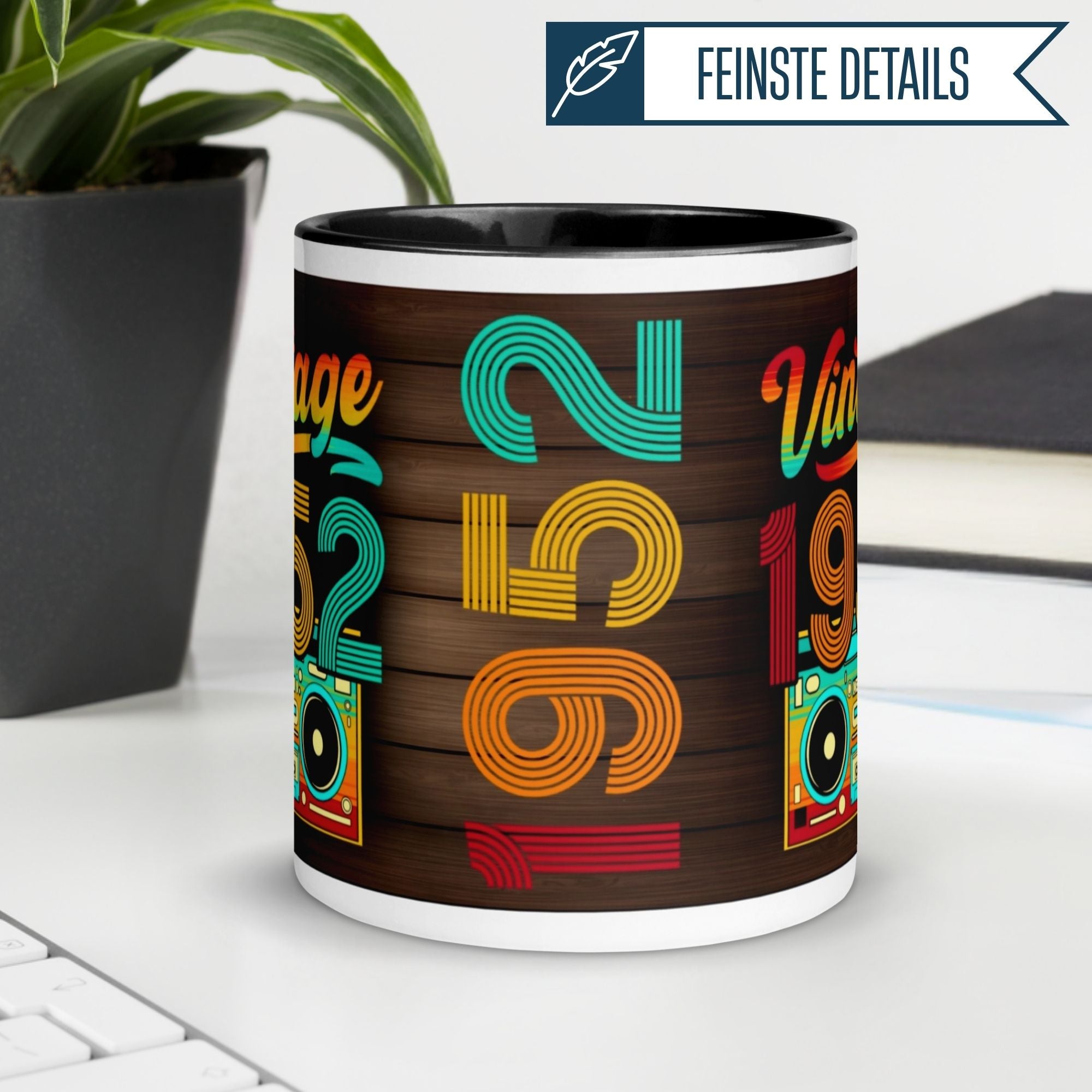Vintage birthday mug celebrating 73rd birthday with colorful 1952 design, perfect for coffee or tea enthusiasts.