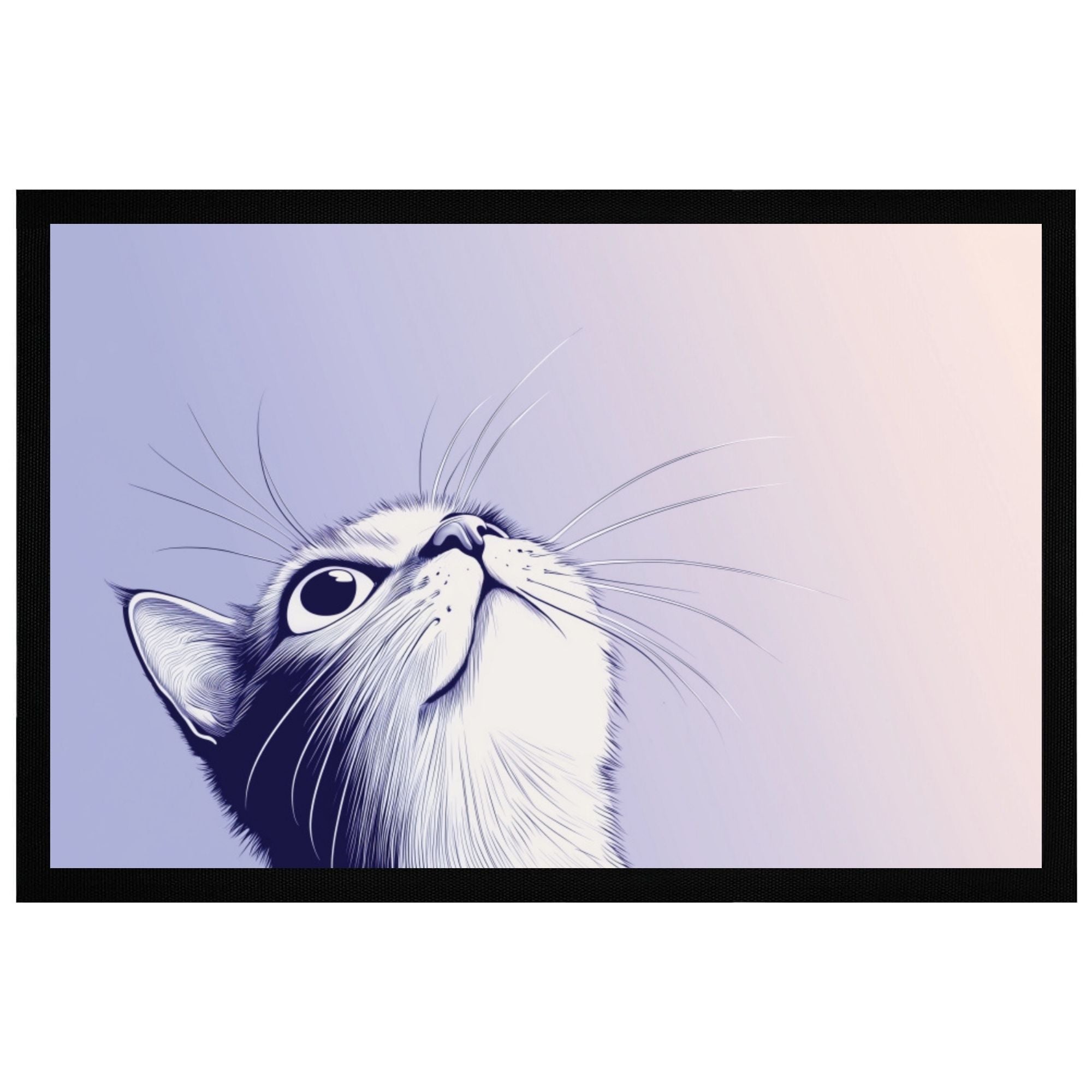 Stylish cat head mat with minimalist design, perfect for cat lovers, 60x40cm with non-slip backing.
