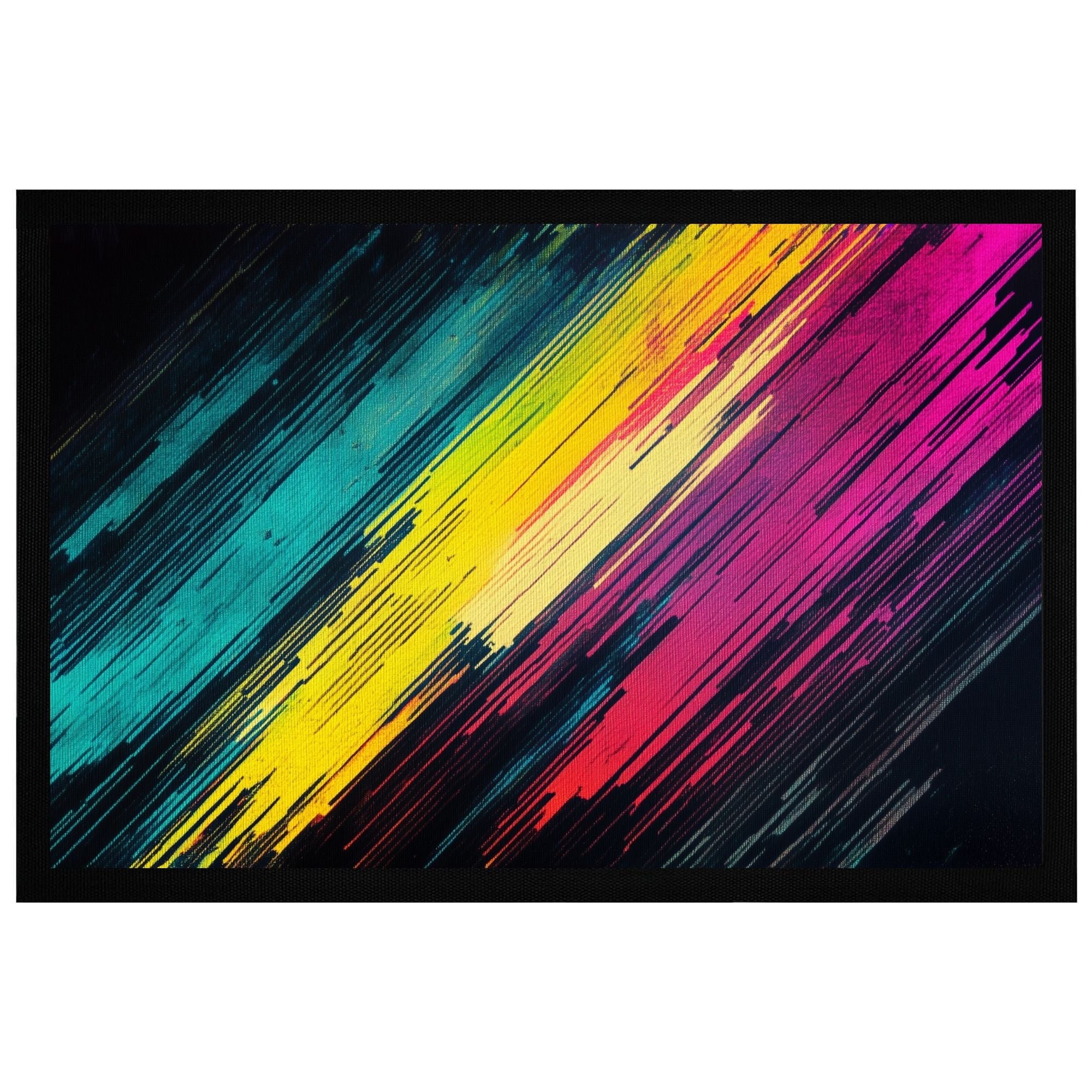 Momentals® Neon Fußmatte mit buntem, abstraktem Design, 60x40cm, rutschfest und farbenfroh.