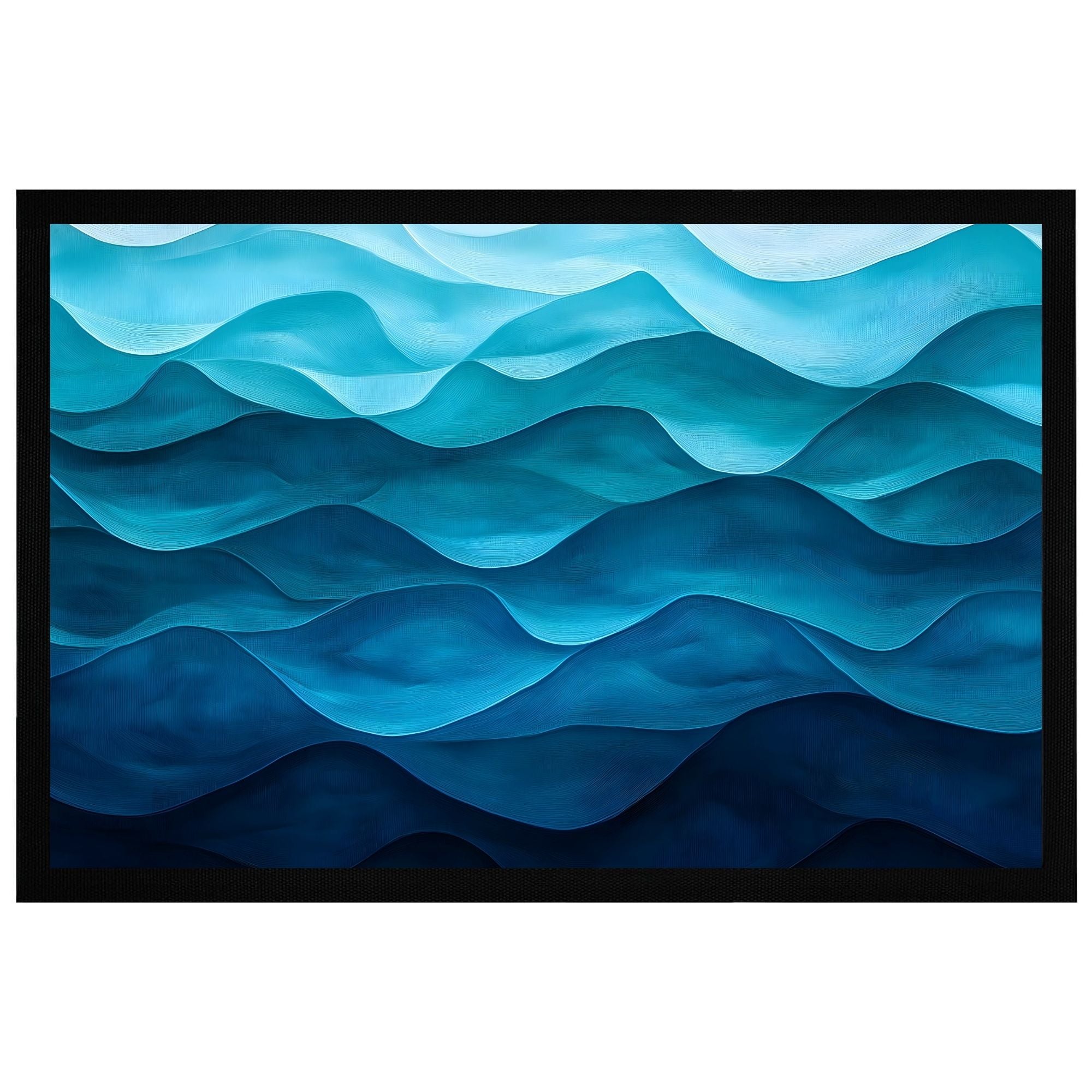 Momentals® Fußmatte in Blautönen mit Wellenmuster, 60x40cm, rutschfest für stilvolle Eingänge.