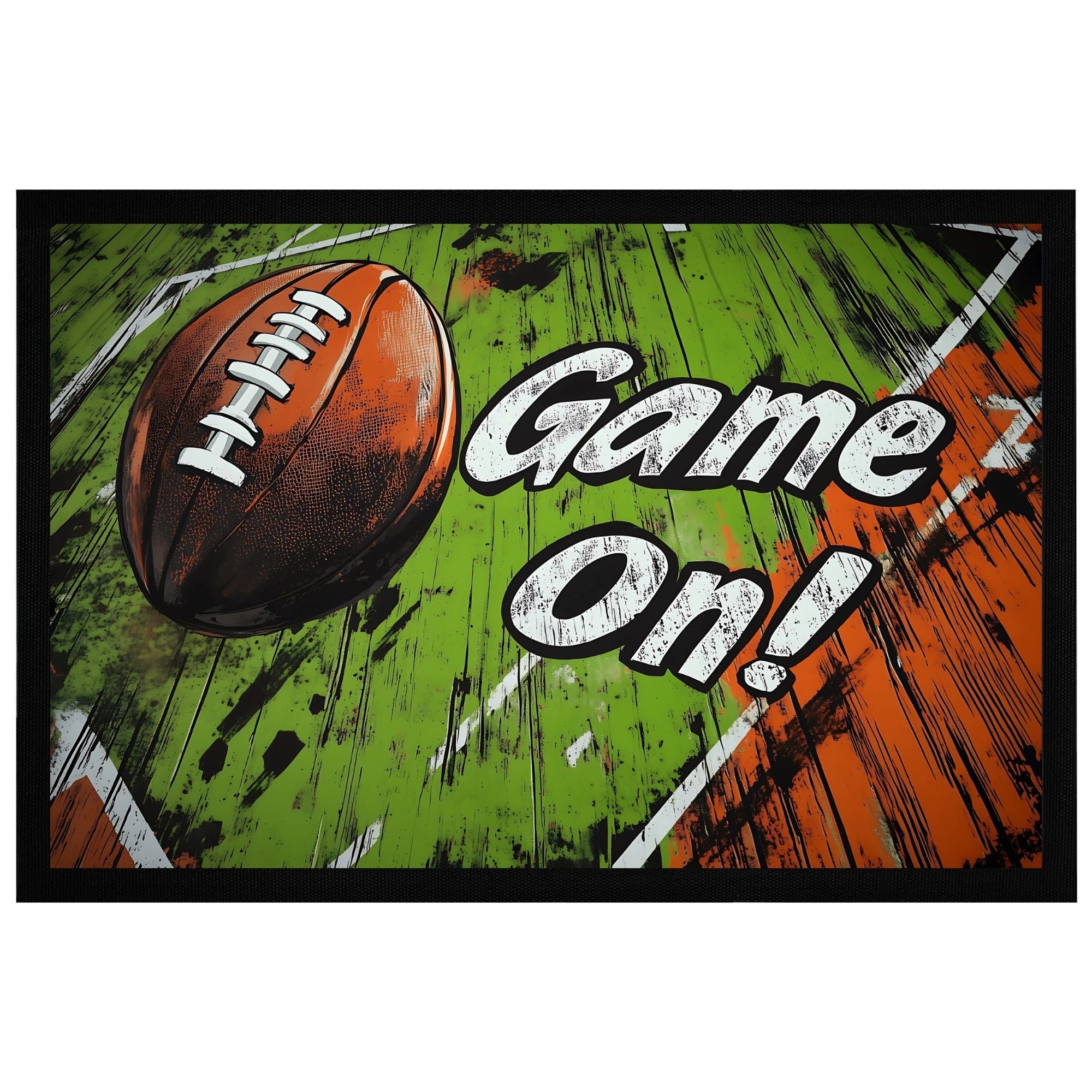 Momentals Fußmatte "Game On!" mit Football-Motiv und rutschfester Rückseite, 60x40cm.