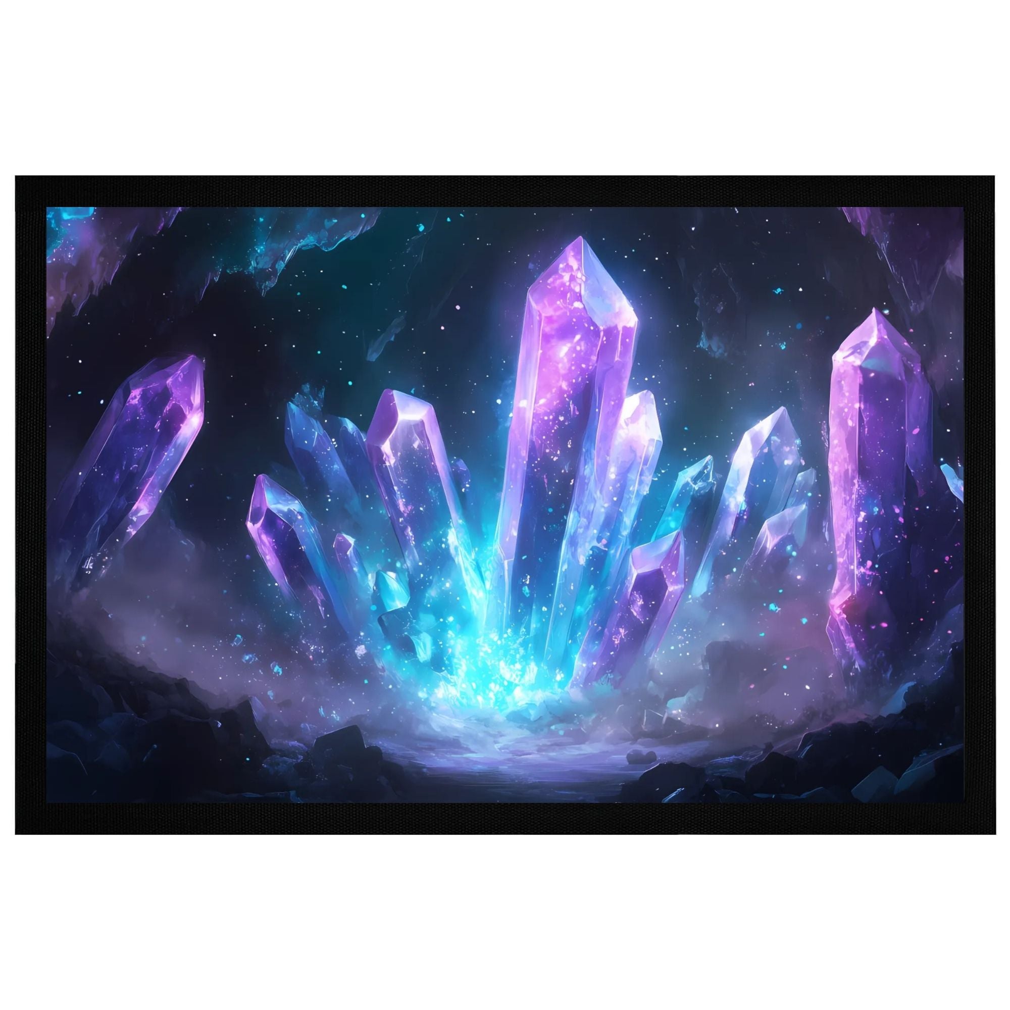 Fascinating crystal artwork in a galactic setting for Momentals® Fußmatte, 60x40cm with a non-slip back.