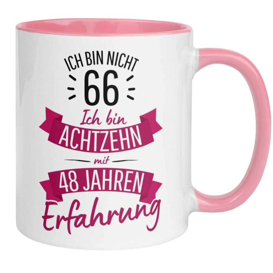 Tasse 66. Geburtstag | Sarkasmus & Spruch | Ich bin nicht 66 – Ich hab Erfahrung