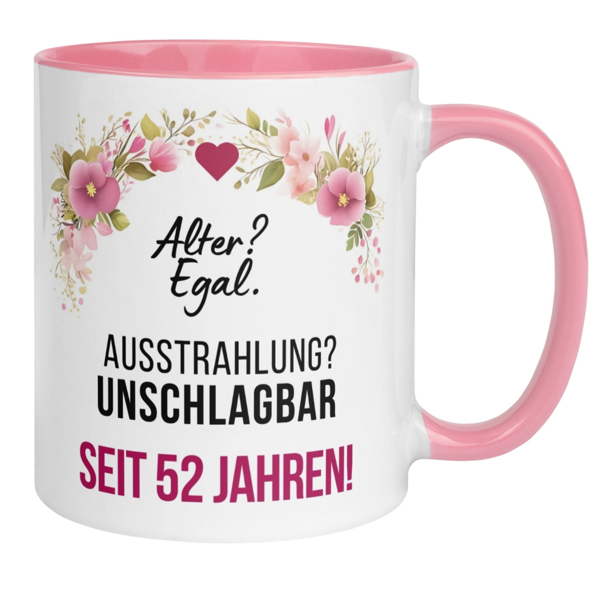 Momentals® Tasse 52. Geburtstag | Blumen & Spruch | Ausstrahlung - Unschlagbar seit 52 Jahren