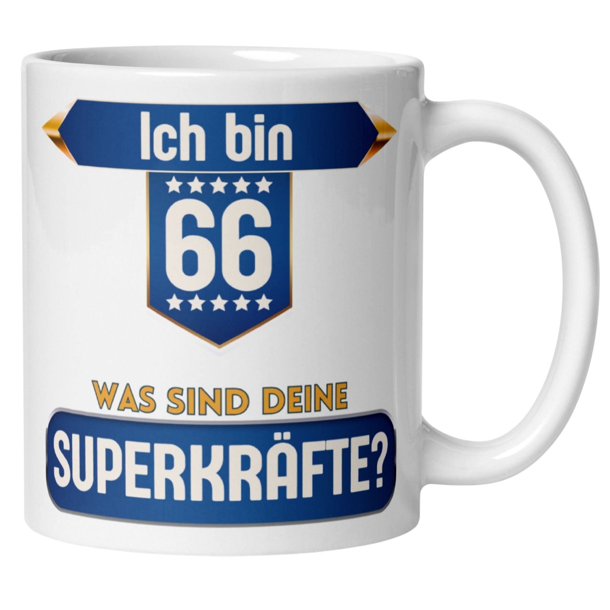 Momentals® Tasse 66. Geburtstag | Superheld & Spruch | Ich bin 66 und was ist deine Superkraft • Momentals