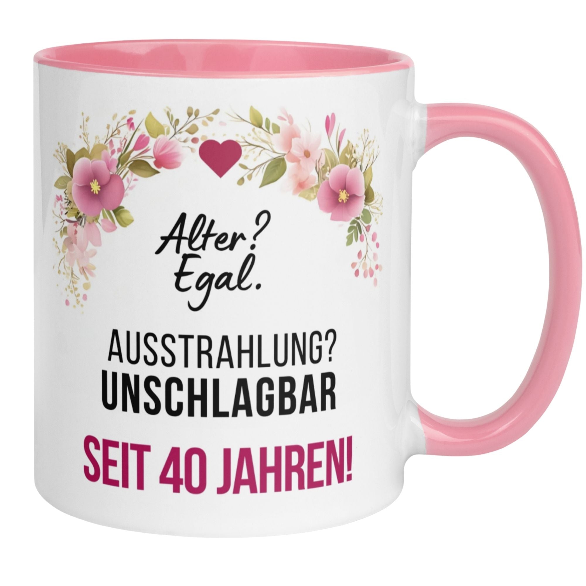 Momentals® Tasse 40. Geburtstag | Blumen & Spruch | Ausstrahlung - Unschlagbar seit 40 Jahren