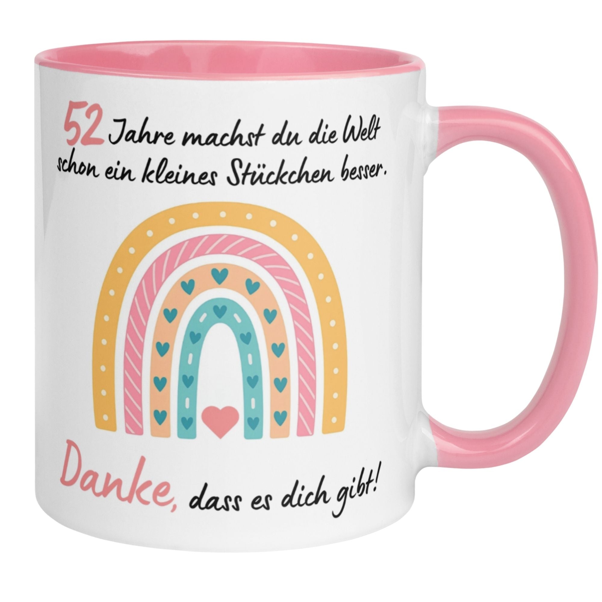 Momentals® Tasse 52. Geburtstag | Herz & Spruch | Danke dass es dich gibt