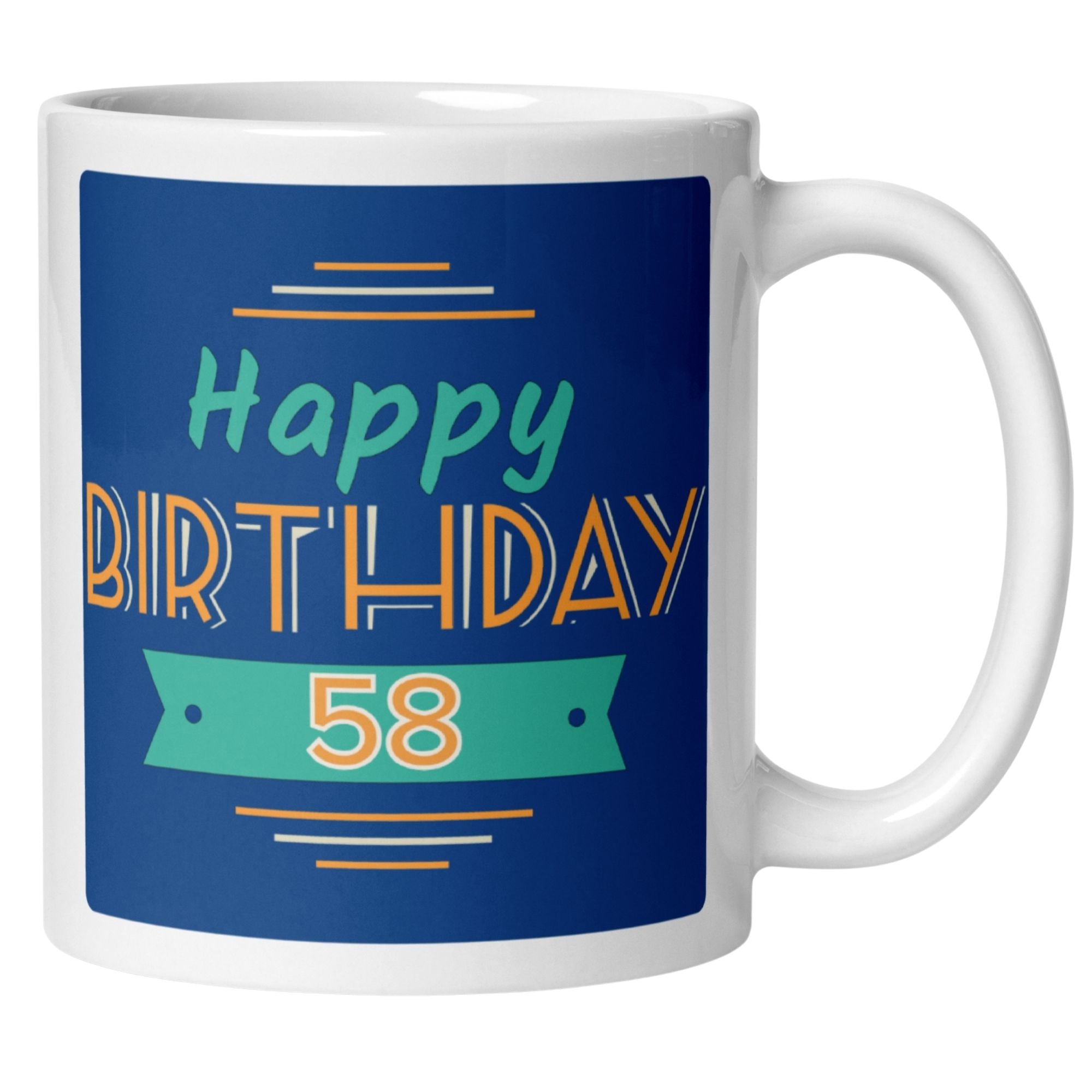 Momentals® Tasse 58. Geburtstag | Retro & Spruch | Farbenfrohes Happy Birthday • Momentals