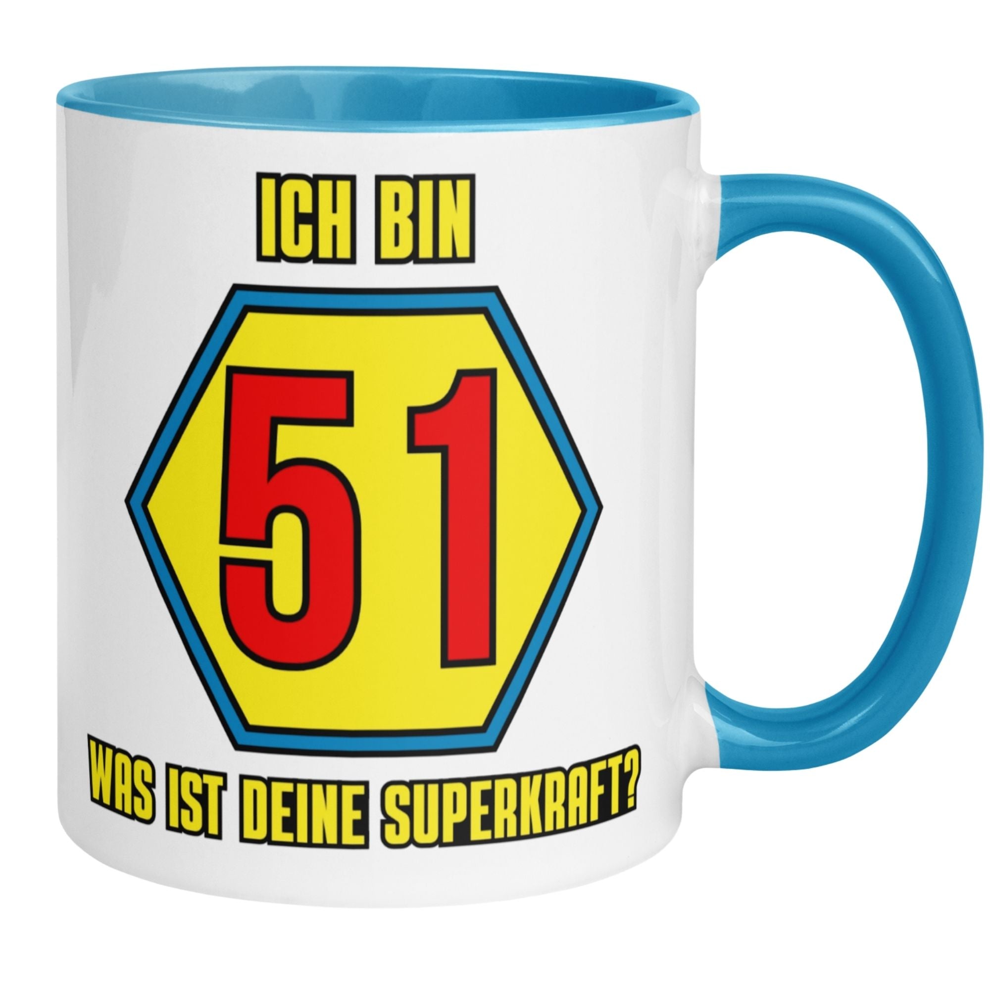 Momentals® Tasse 51. Geburtstag | Superheld & Spruch | Ich bin 51 und was ist deine Superkraft