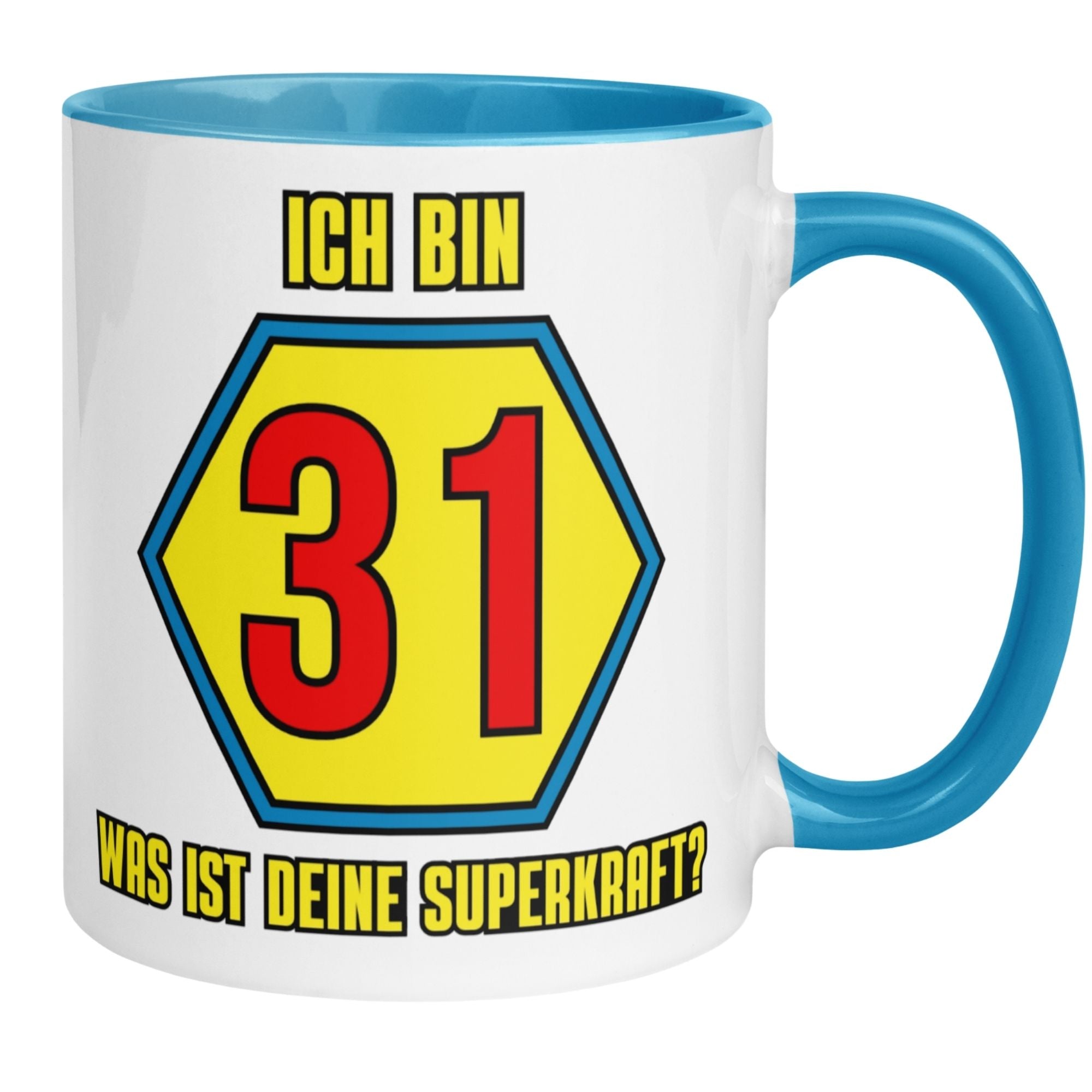 Momentals® Tasse 31. Geburtstag | Superheld & Spruch | Ich bin 31 und was ist deine Superkraft