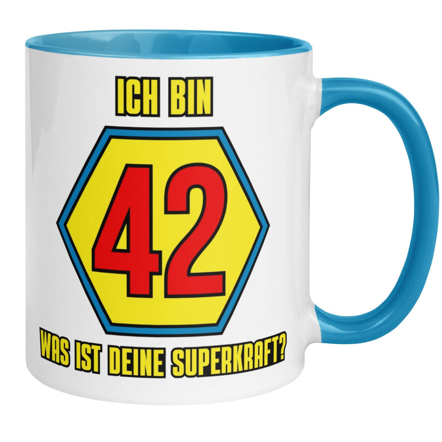 Tasse 42. Geburtstag | Superheld & Spruch | Ich bin 42 und was ist deine Superkraft