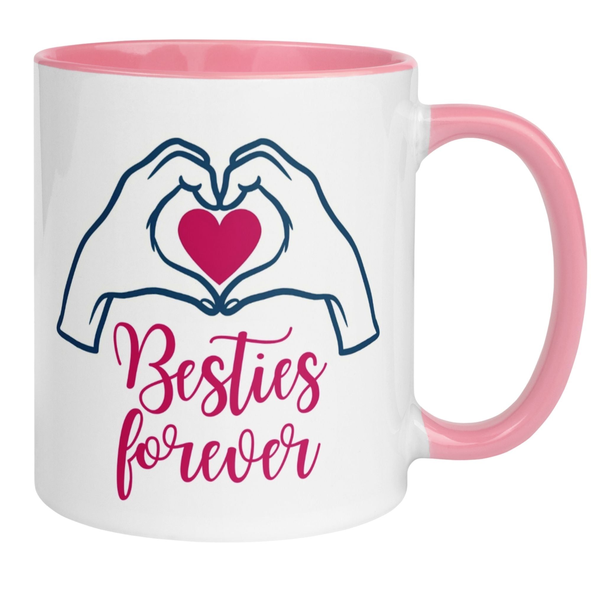 Momentals® Tasse mit Herzmotiv und Text "Besties forever" für beste Freundschaften.