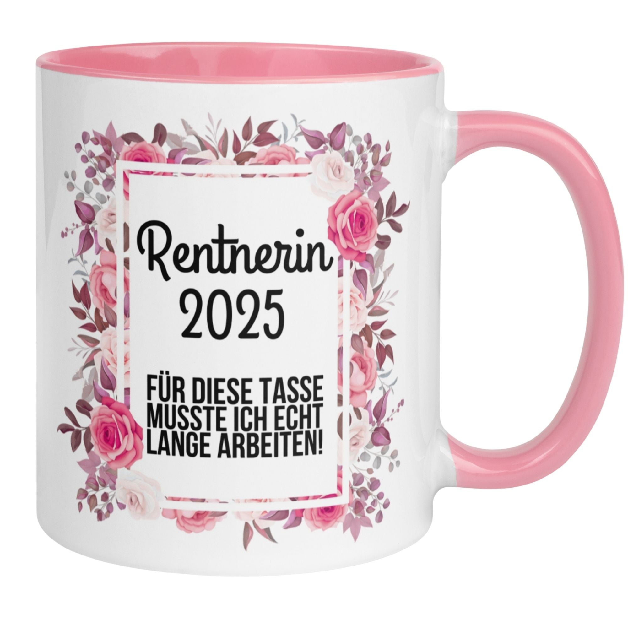 Momentals Tasse Rentnerin 2025 mit Blumenmotiv – das perfekte Geschenk für den Renteneintritt!