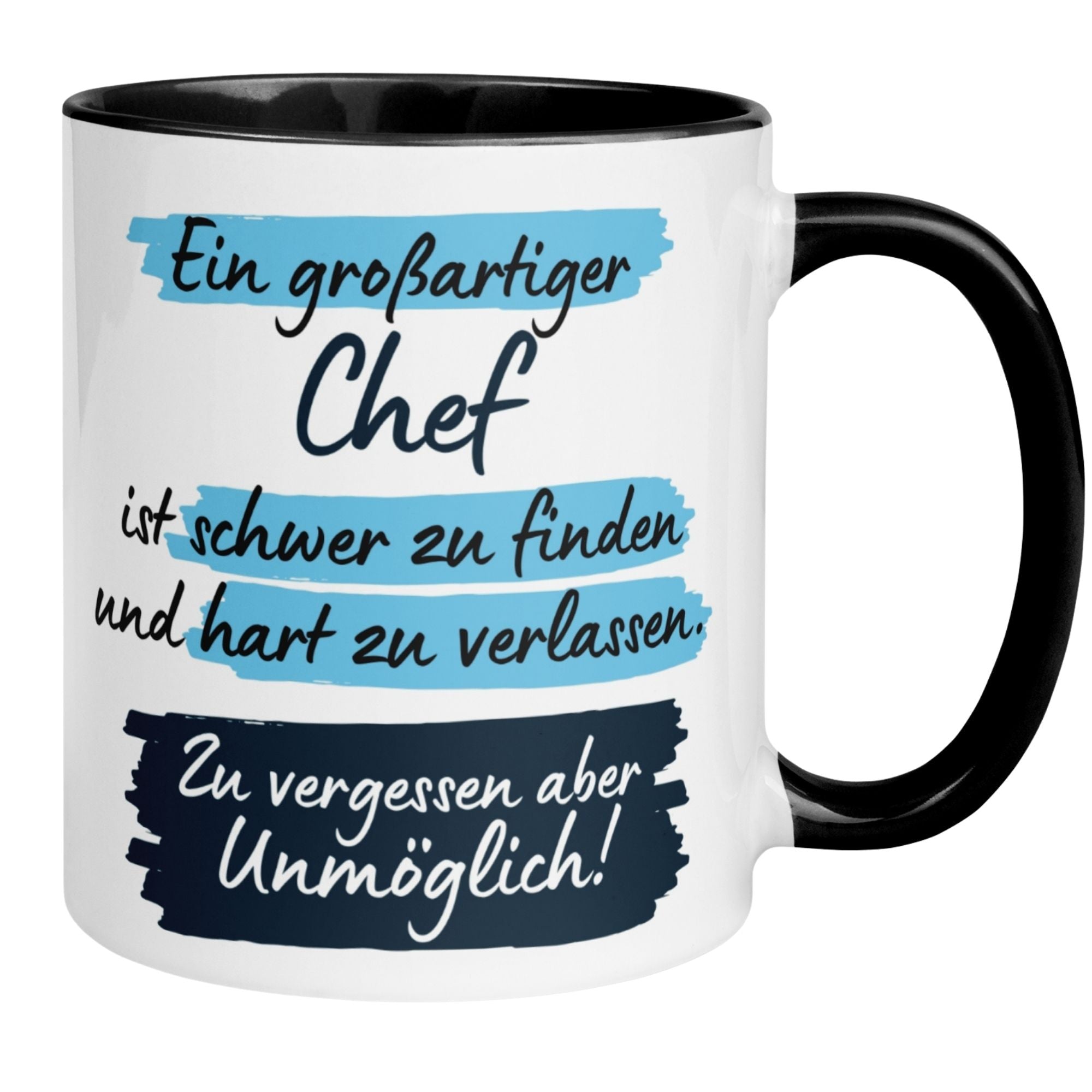 Momentals Tasse Chef mit motivierendem Spruch: 'Ein großartiger Chef ist schwer zu finden!'