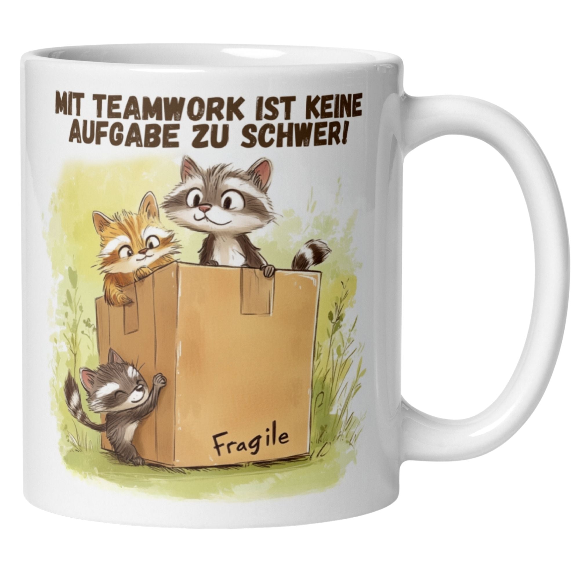 Momentals® Tasse Teamwork | Waschbären & Spruch | Mit Teamwork ist keine Aufgabe zu schwer • Momentals