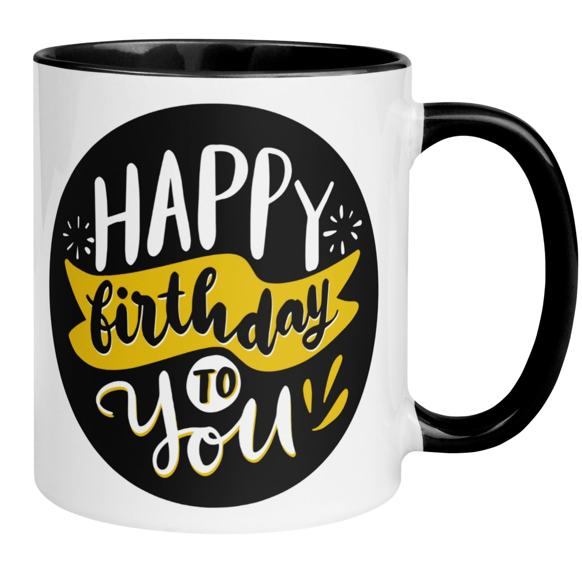 Tasse Geburtstag – „Happy Birthday Schwarz Gold“ – Geburtstagsgeschenk Mann Frau