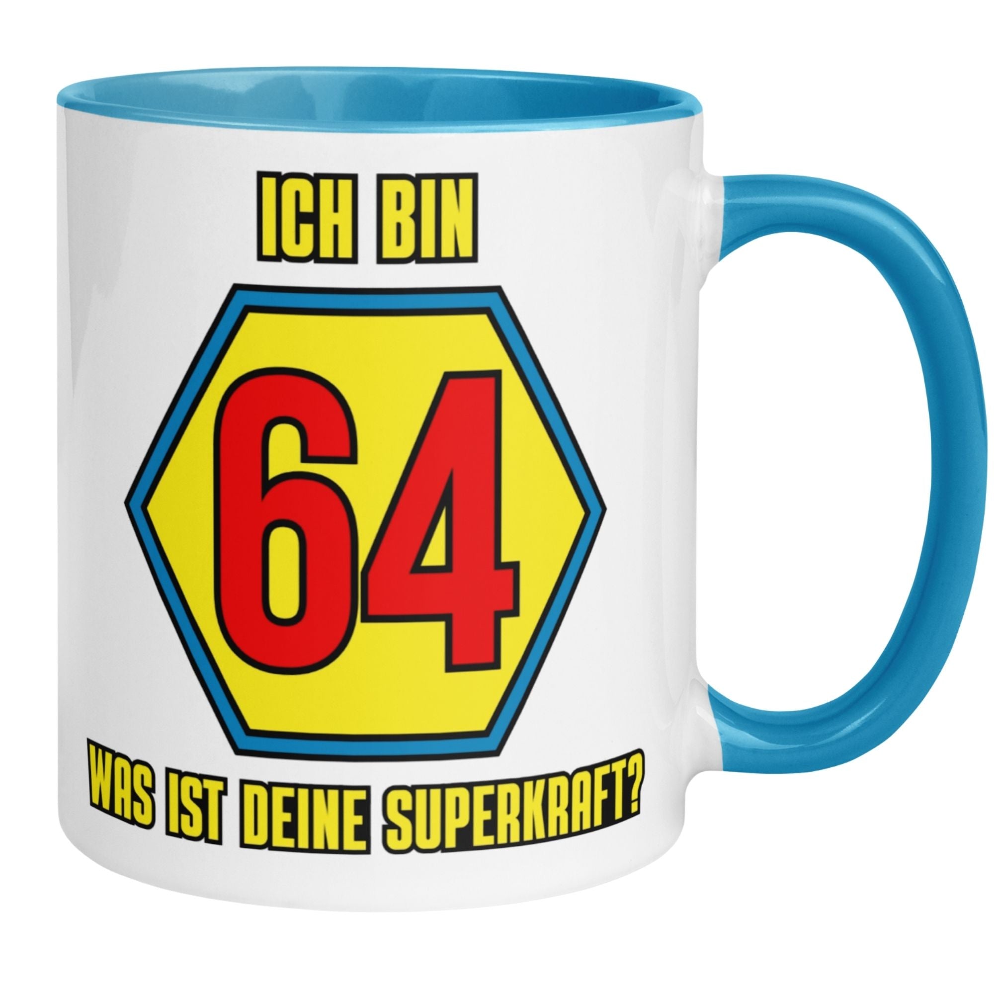 Momentals® Tasse 64. Geburtstag | Superheld & Spruch | Ich bin 64 und was ist deine Superkraft