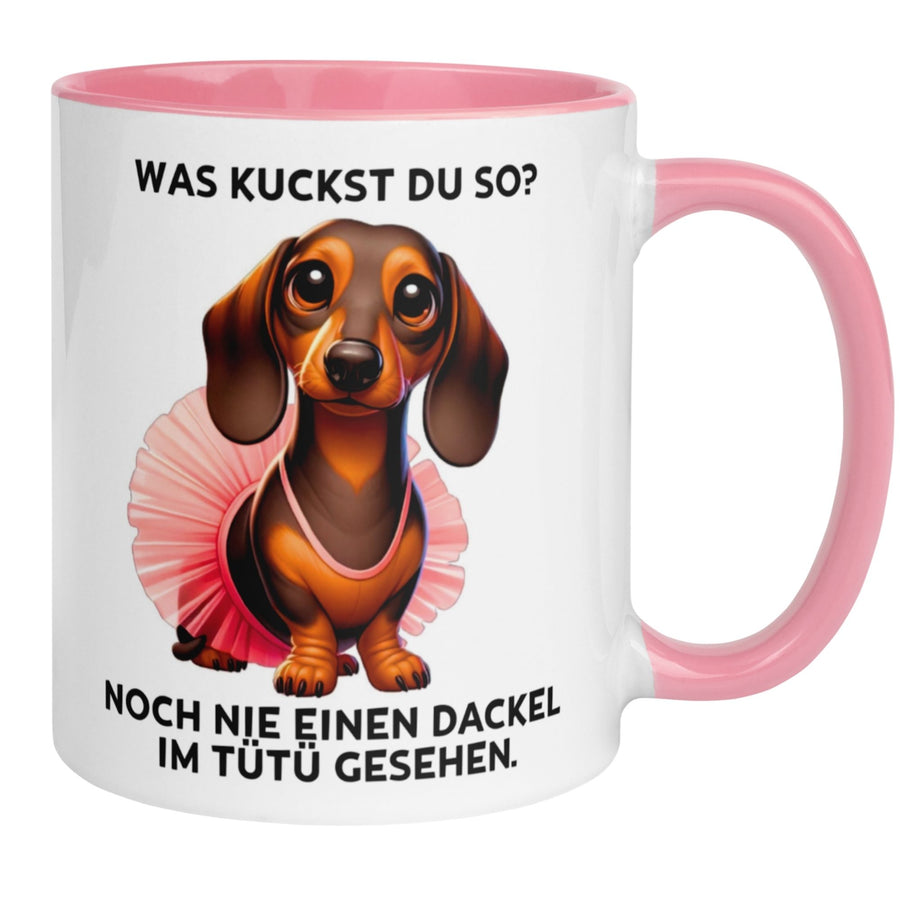 Tasse Dackel – „Noch nie einen Dackel im Tütü gesehen“ – lustiges Hunde Geschenk