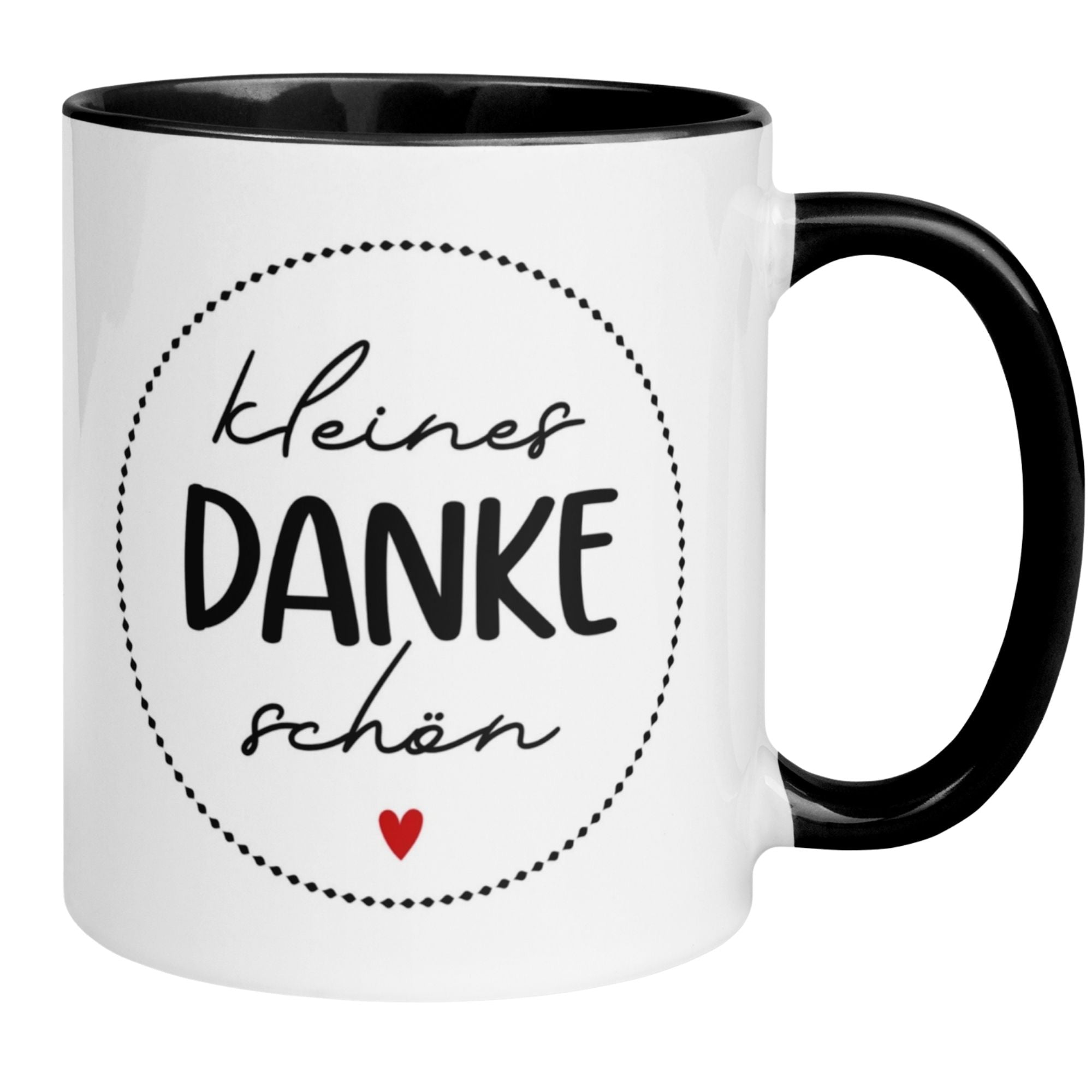 Momentals Tasse mit 'kleines Dankeschön' Aufdruck, Herzen-Motiv, perfekte Geschenkidee für Wertschätzung.