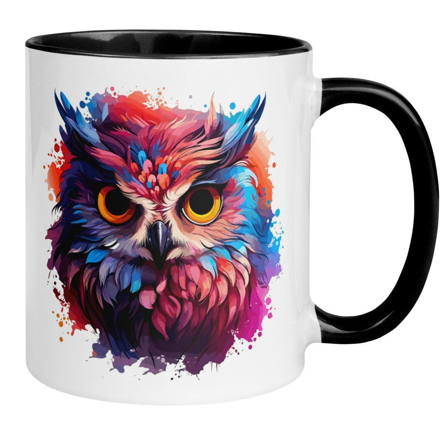 Tasse Eule | Bunte Eule im Farbspritzer Design