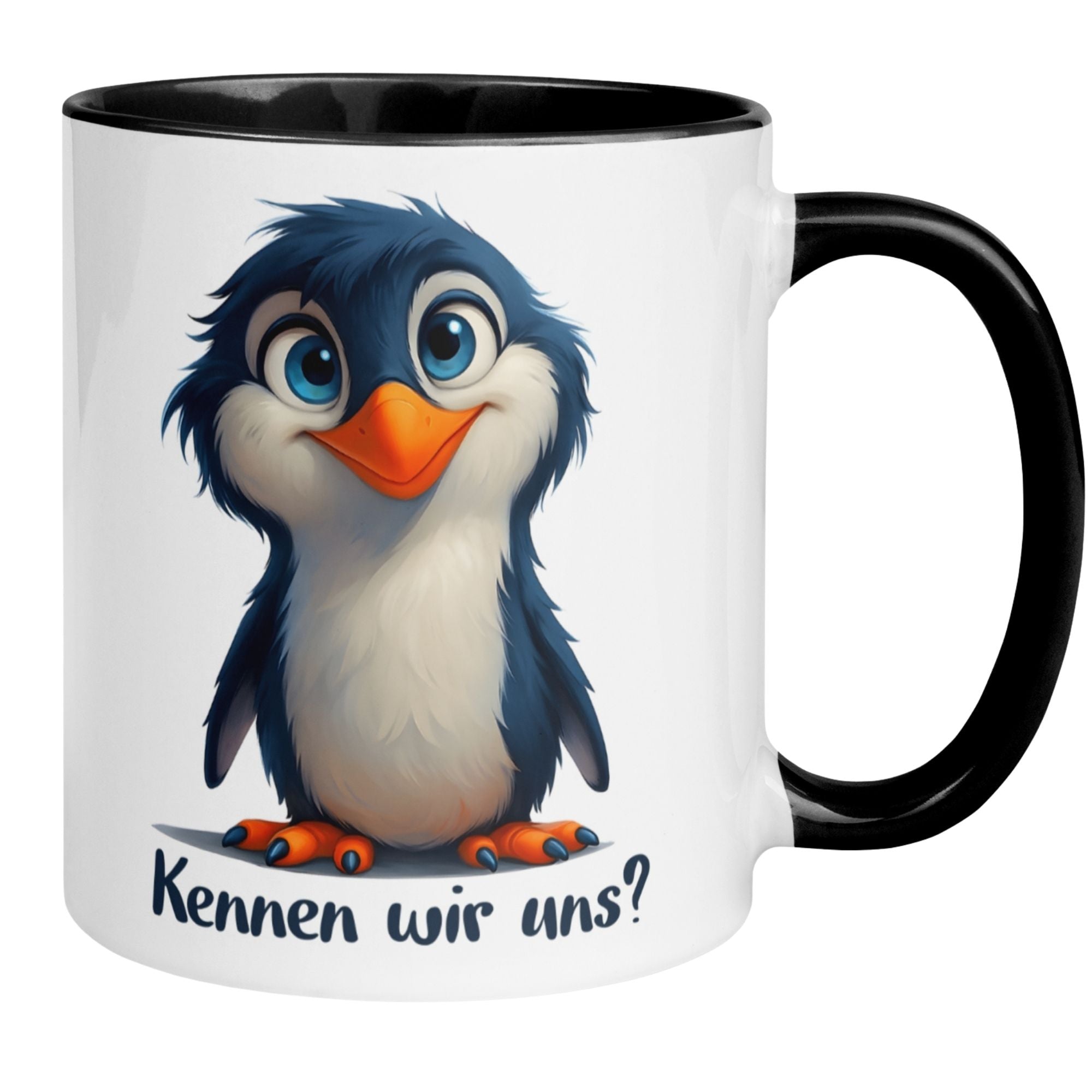 Tasse Pinguin – „Kennen wir uns“ – lustiger Geschenk Becher für Pinguin Fans