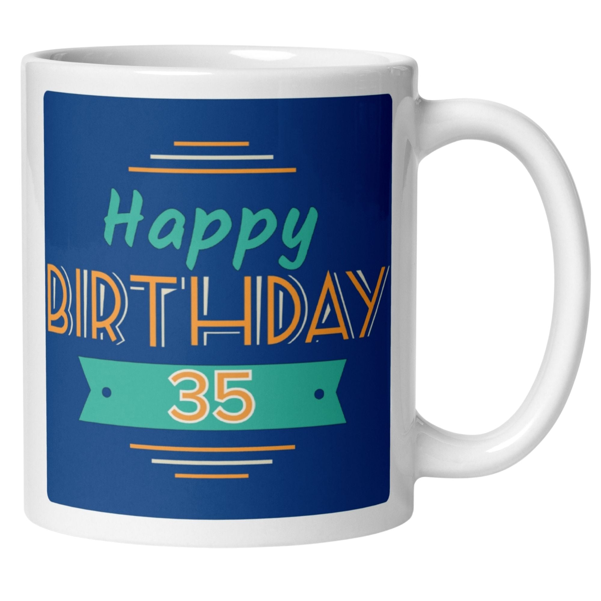 Momentals® Tasse 35. Geburtstag | Retro & Spruch | Farbenfrohes Happy Birthday