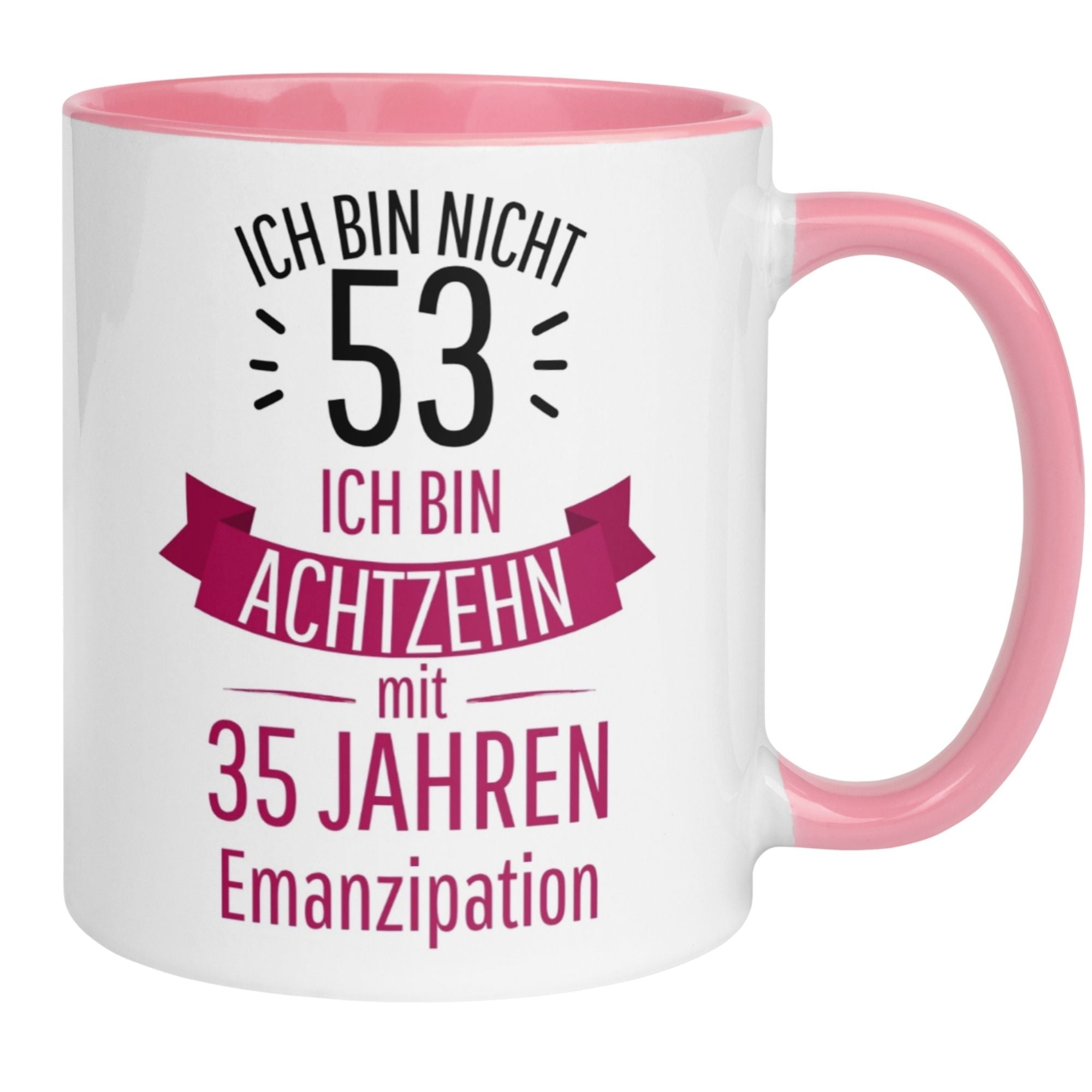 Momentals® Tasse 53. Geburtstag | Statement & Banderole | Ich bin nicht 53