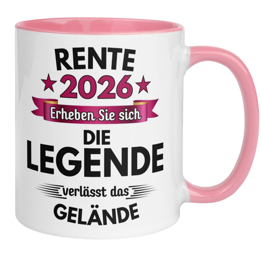 Tasse Rente | Pension & Renteneintritt | Rente 2026 - Die Legende verlässt das Gelände Rosa
