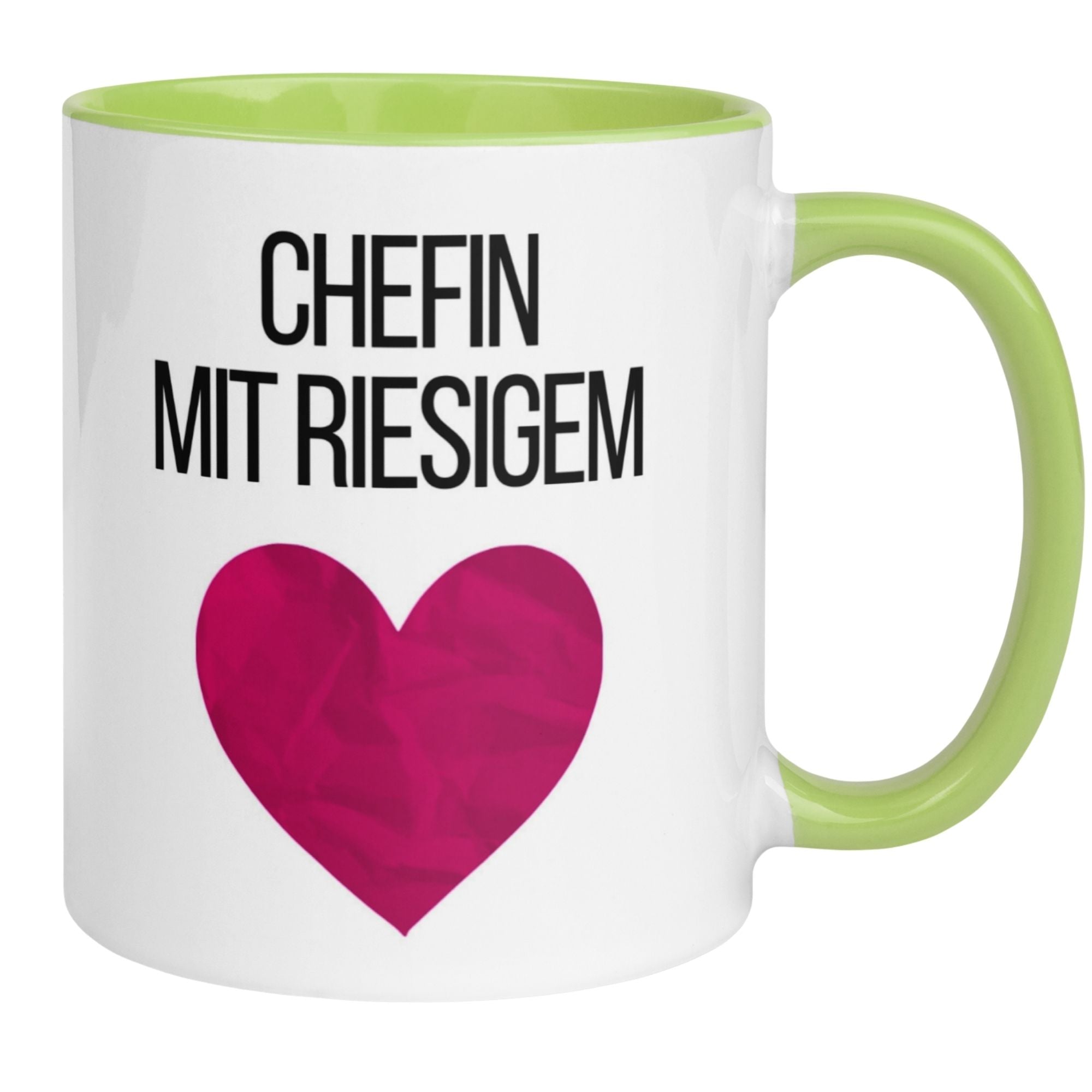Tasse Chefin mit riesigem Herz, kreative Geschenkidee für wertschätzende Momente im Büro.