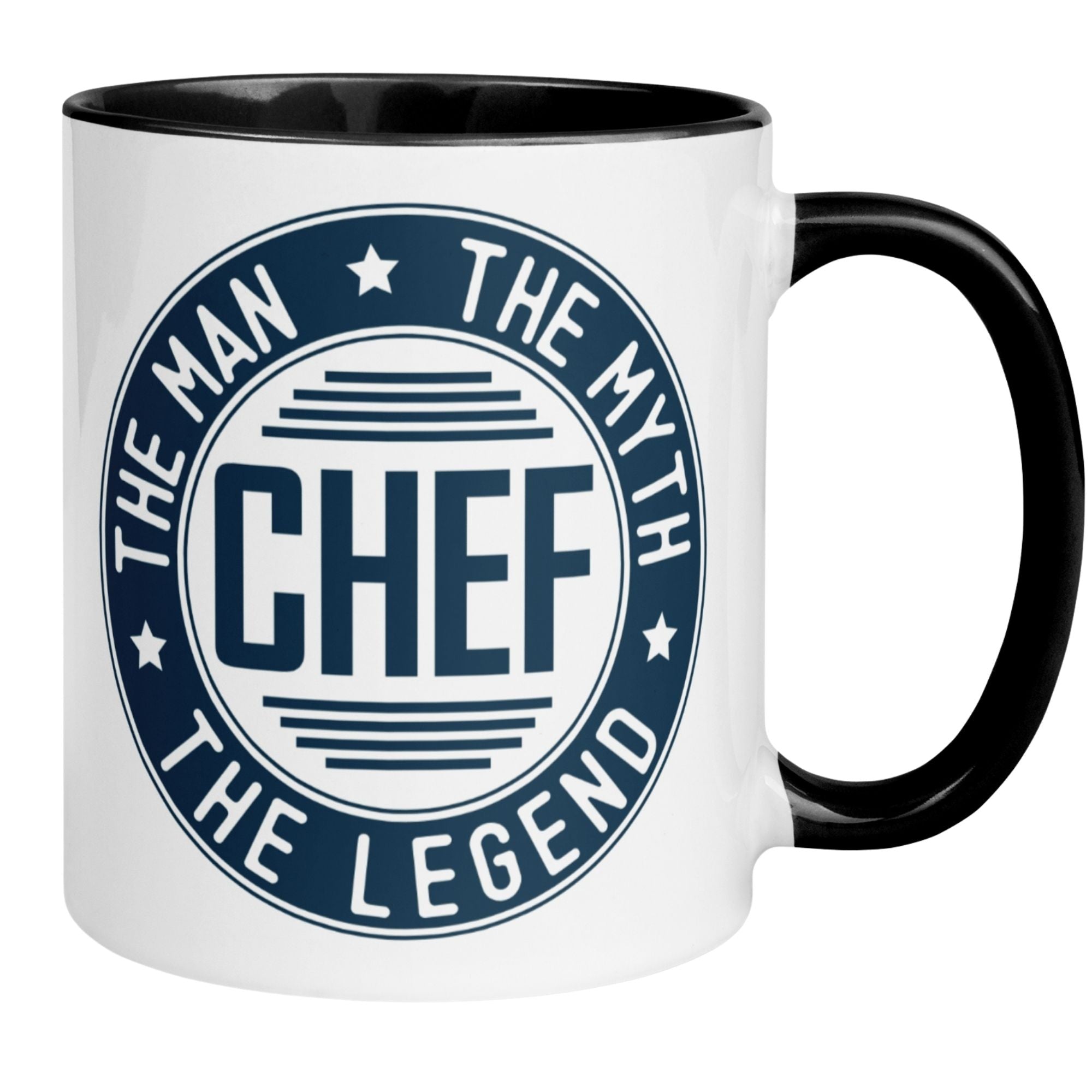 Momentals Chef mug with humorous quote: "The Man, The Myth, The Legend" in retro design.